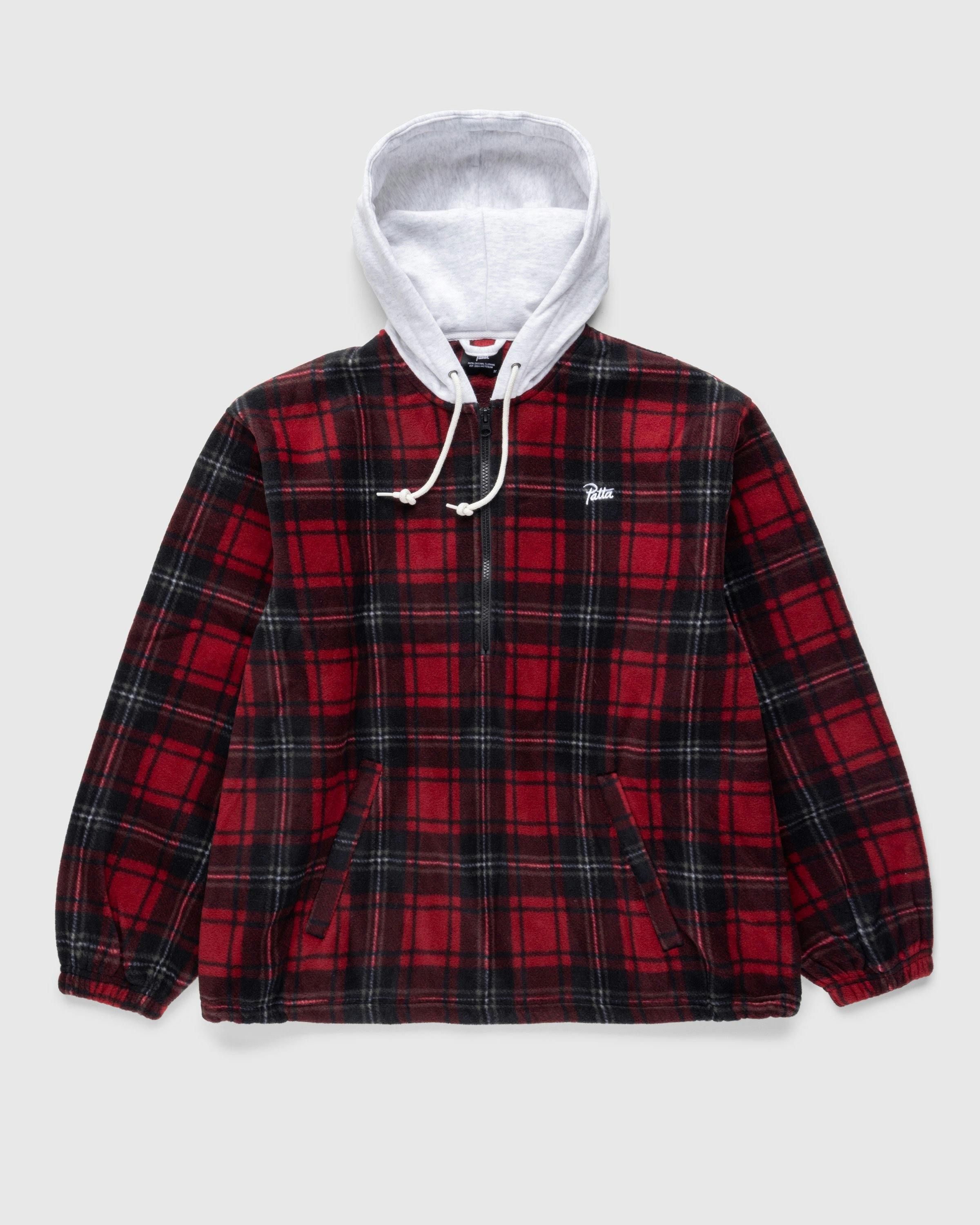 Patta - Tartan Fleece Hooded Overshirt Biking Red - Clothing - Red - Image 1