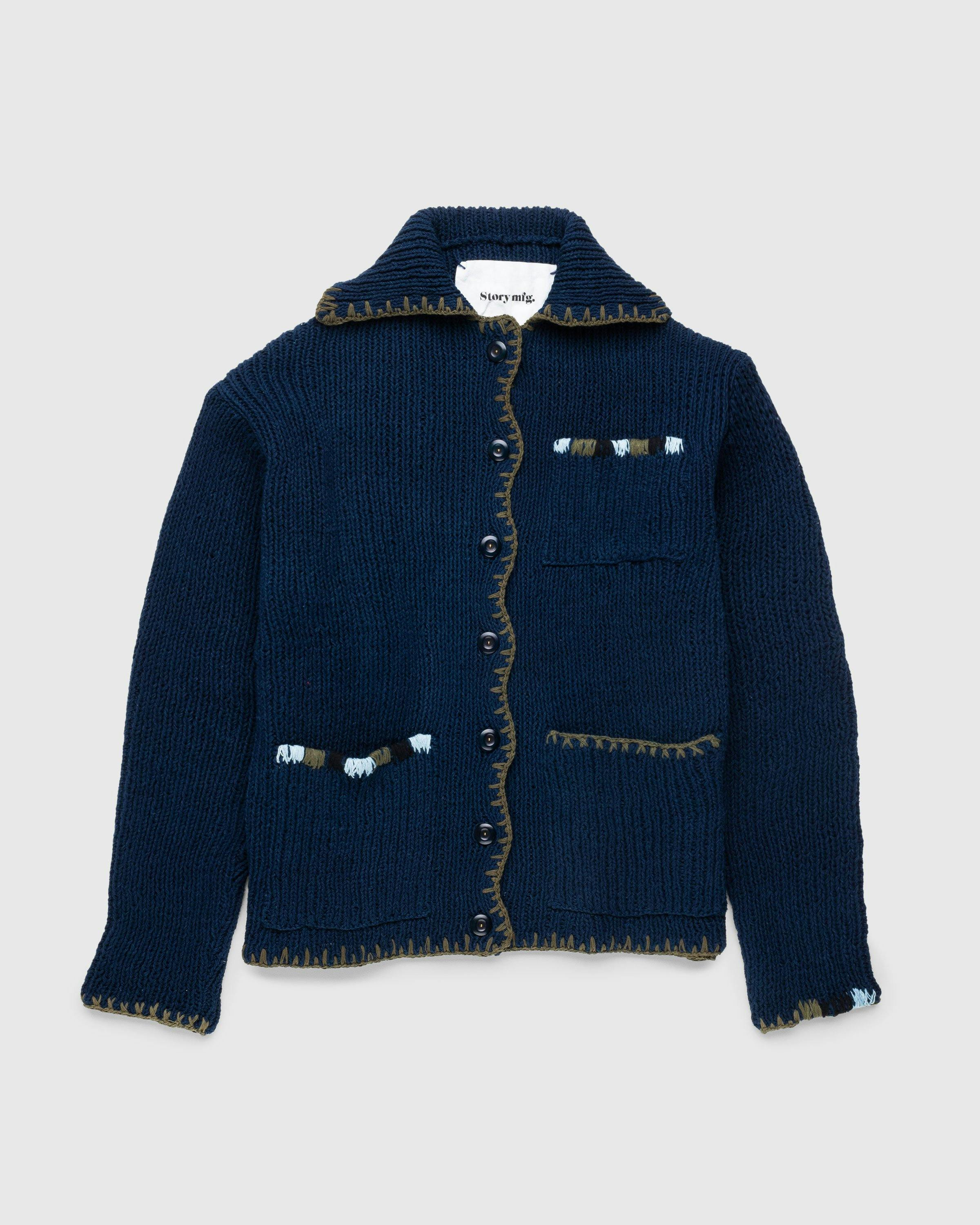 Story mfg. - Grandad Cardigan Indigo - Clothing - Blue - Image 1