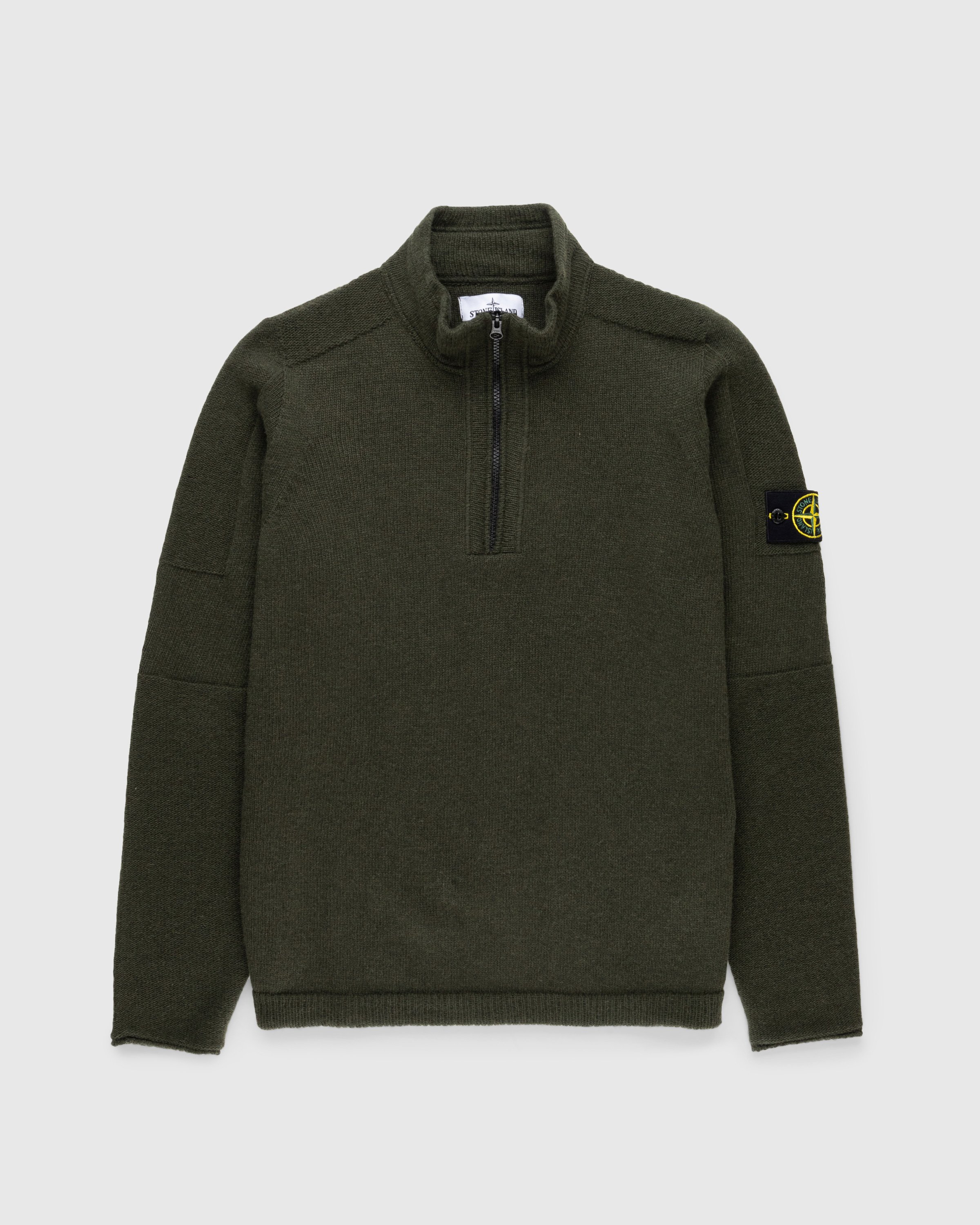 Stone Island - Lambswool Half-Zip Knit Olive - Clothing - Green - Image 1