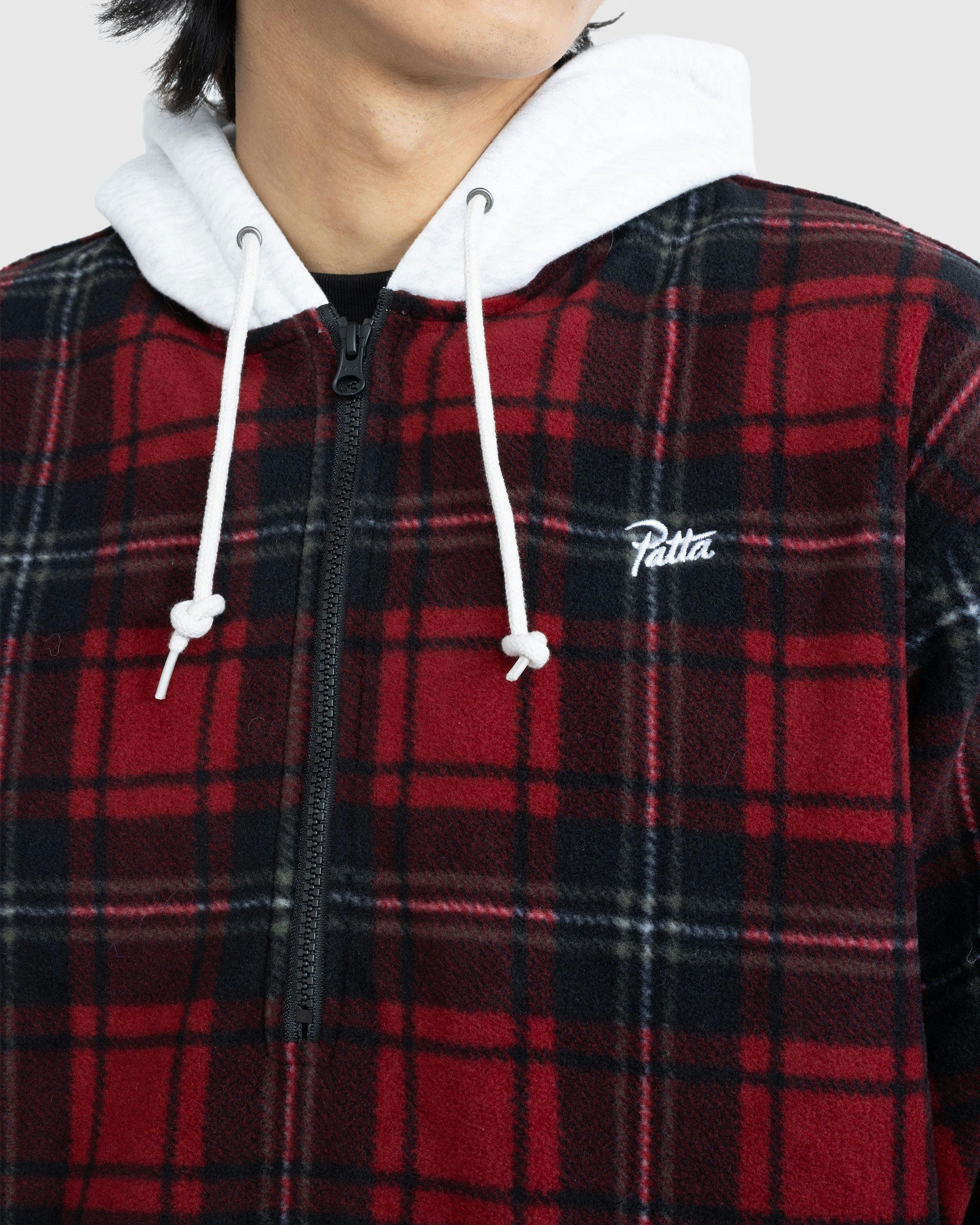 Patta - Tartan Fleece Hooded Overshirt Biking Red - Clothing - Red - Image 6