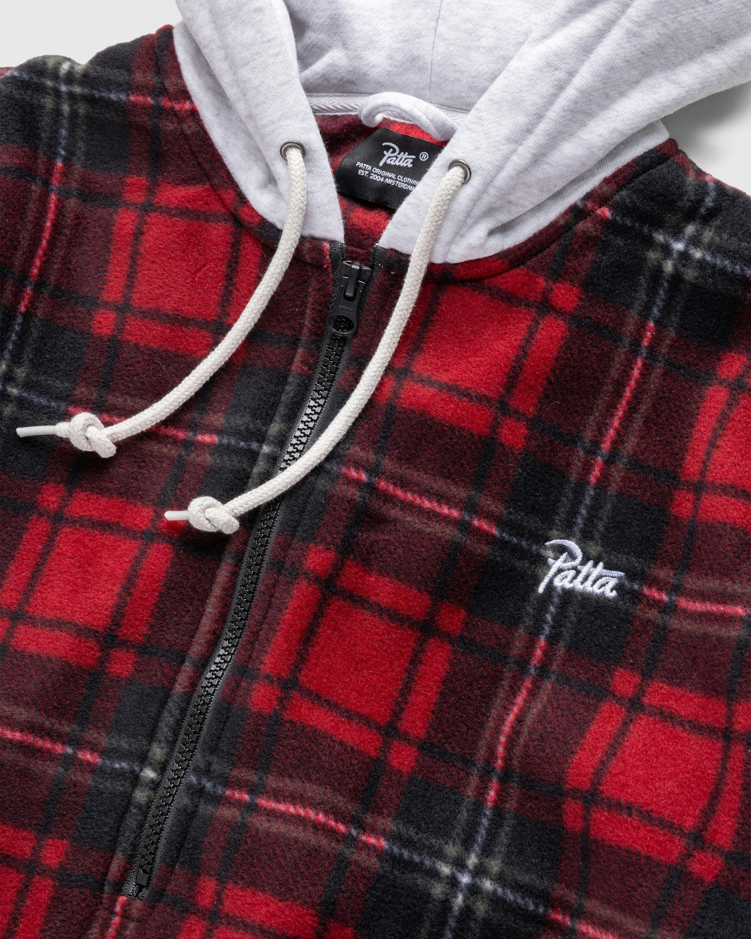 Patta - Tartan Fleece Hooded Overshirt Biking Red - Clothing - Red - Image 7