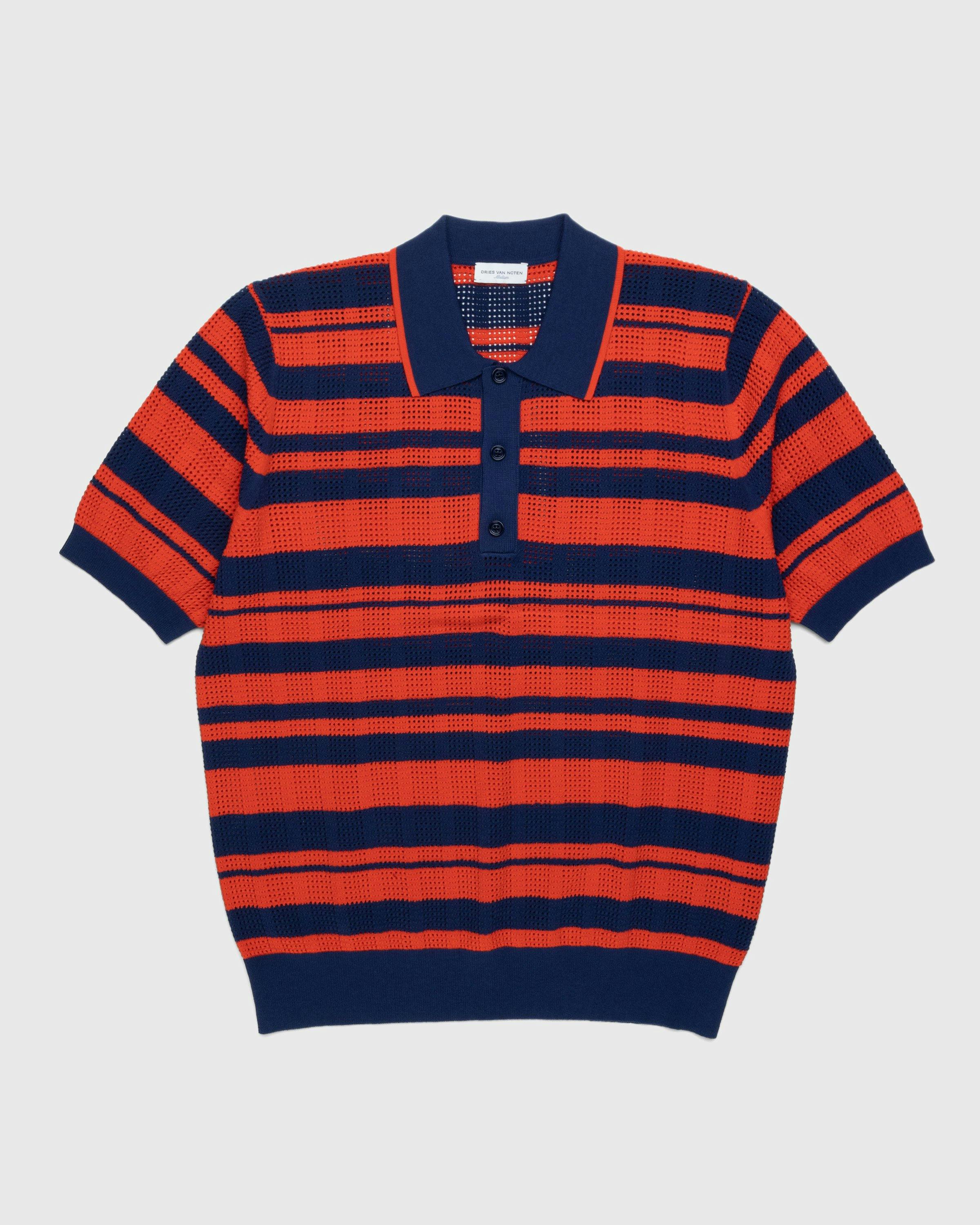 Dries van Noten - Mirko Striped Polo Shirt Dark Blue - Clothing - Blue - Image 1