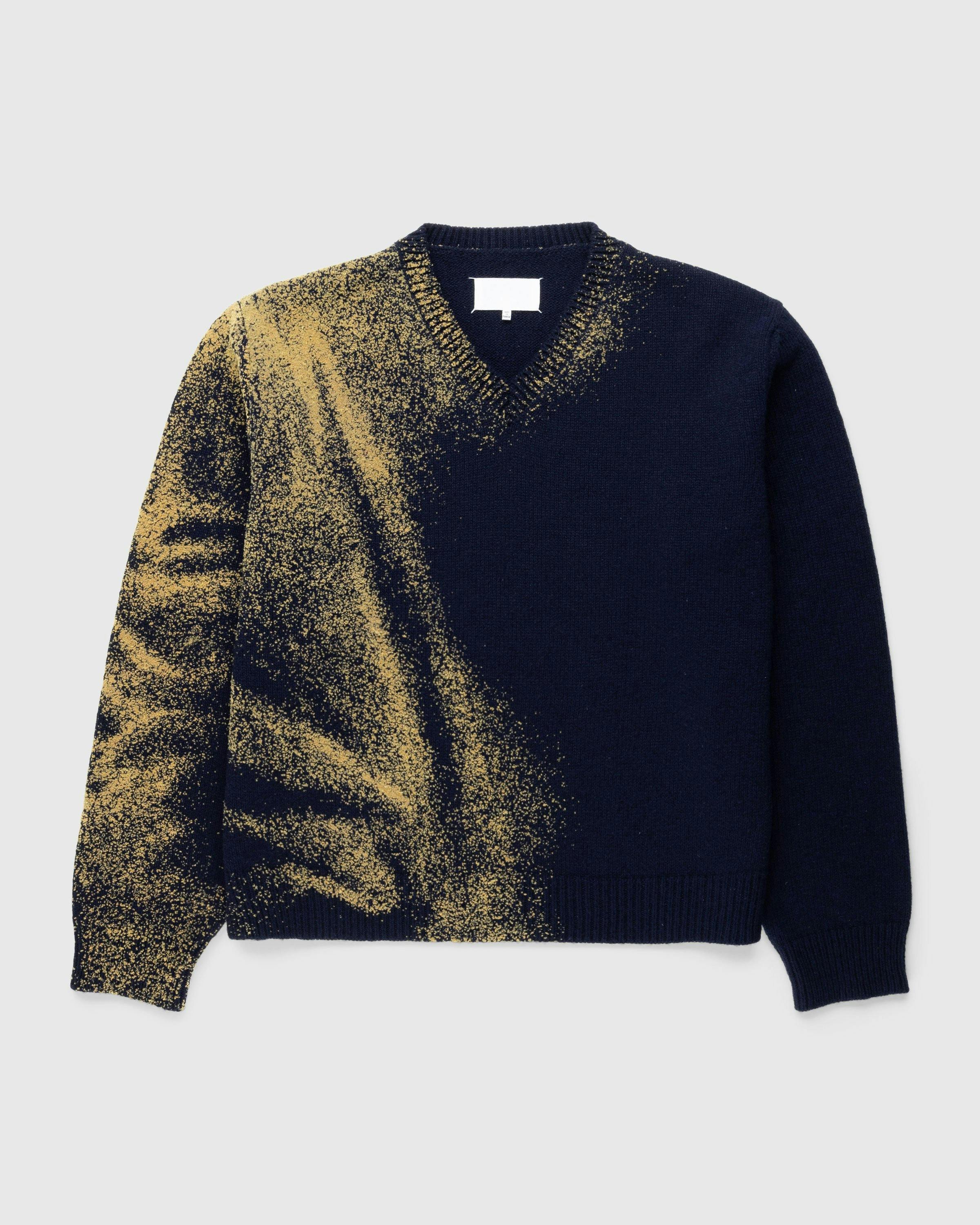 Maison Margiela - Wool V-Neck Sweater Navy - Clothing - Blue - Image 1