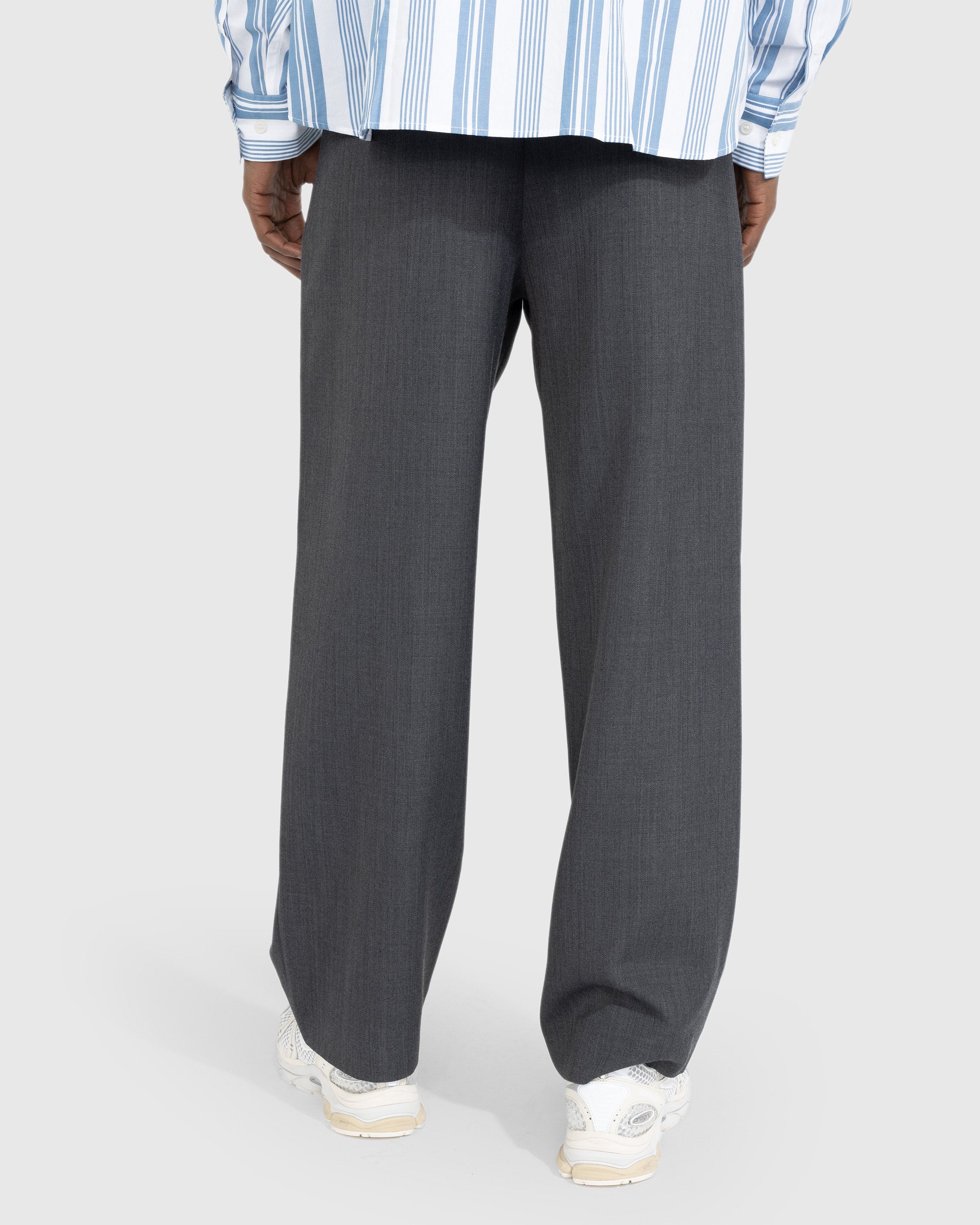 Acne Studios - Wool Blend Tailored Trousers Dark Grey Melange - Clothing - Grey - Image 3