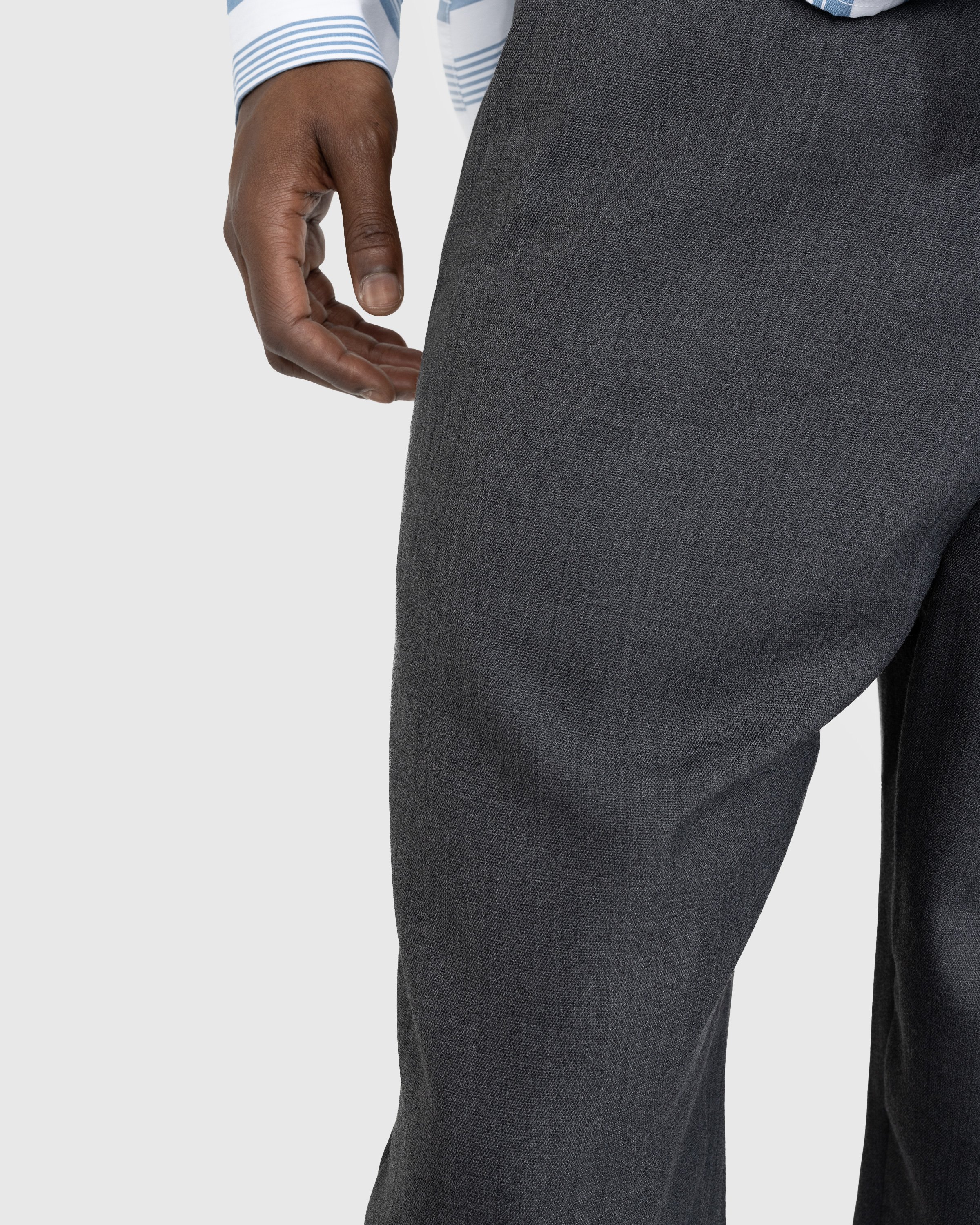Acne Studios - Wool Blend Tailored Trousers Dark Grey Melange - Clothing - Grey - Image 4