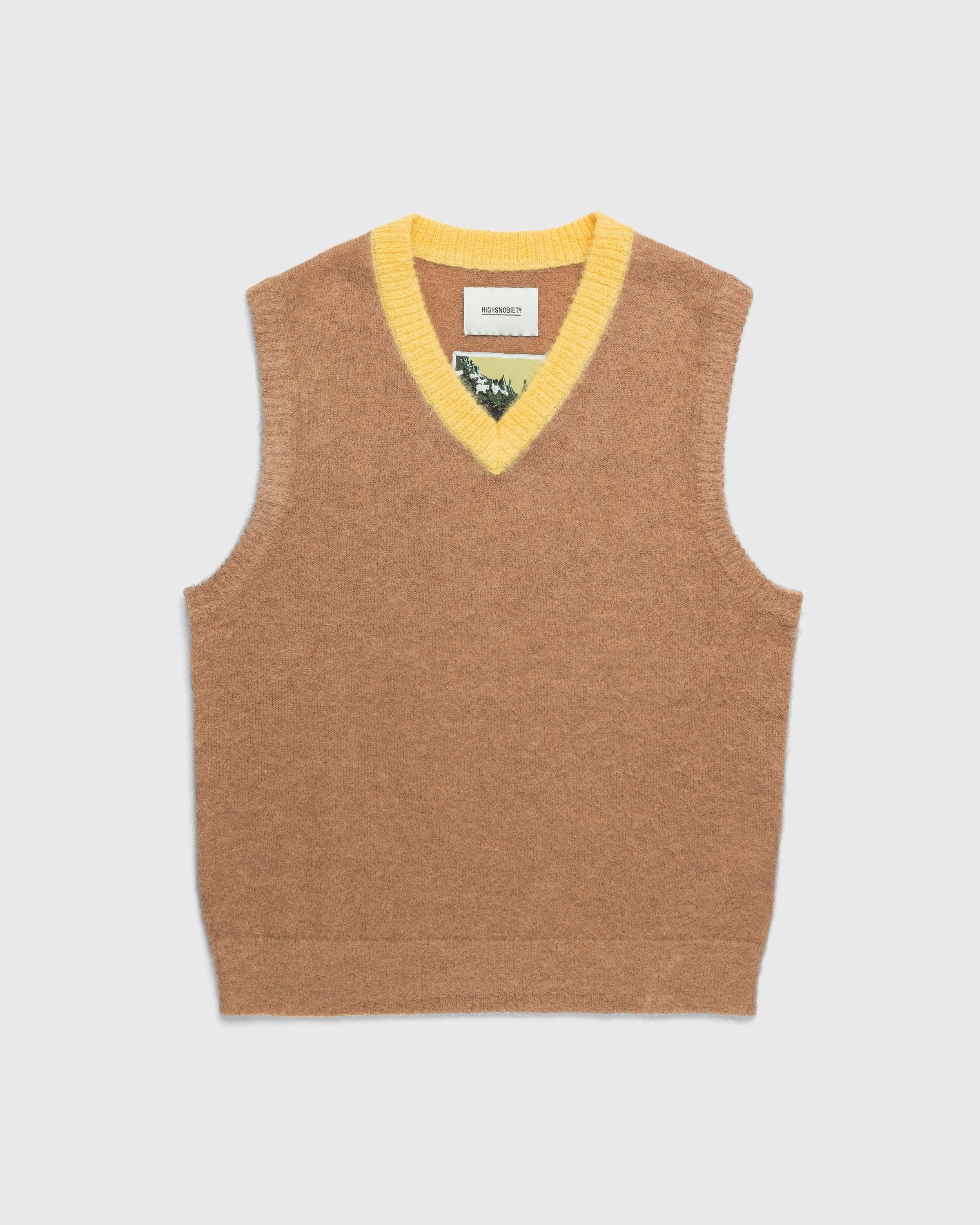 Highsnobiety - Light Alpaca Sweater Vest Brown/Yellow - Clothing - Brown - Image 1
