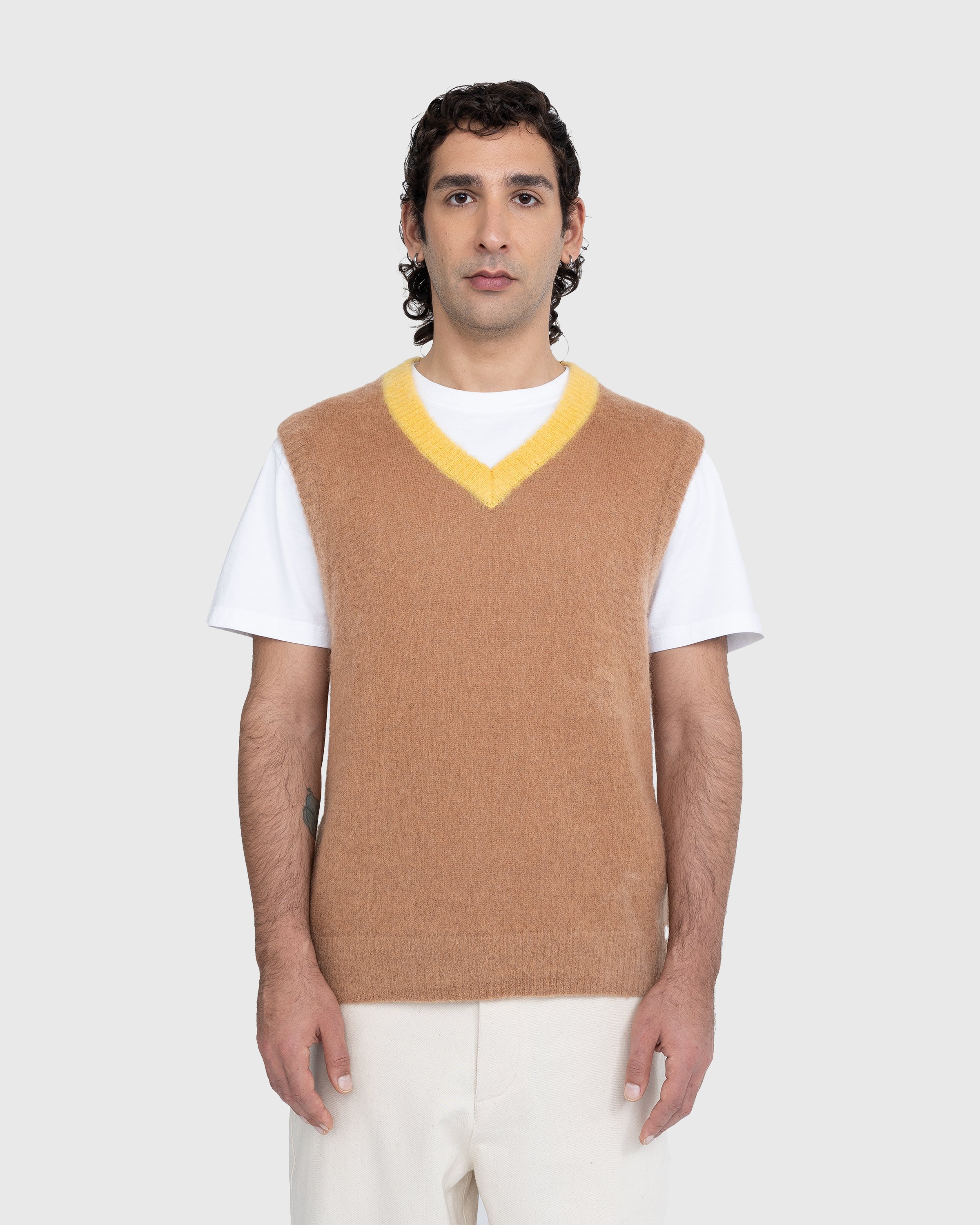 Highsnobiety - Light Alpaca Sweater Vest Brown/Yellow - Clothing - Brown - Image 2