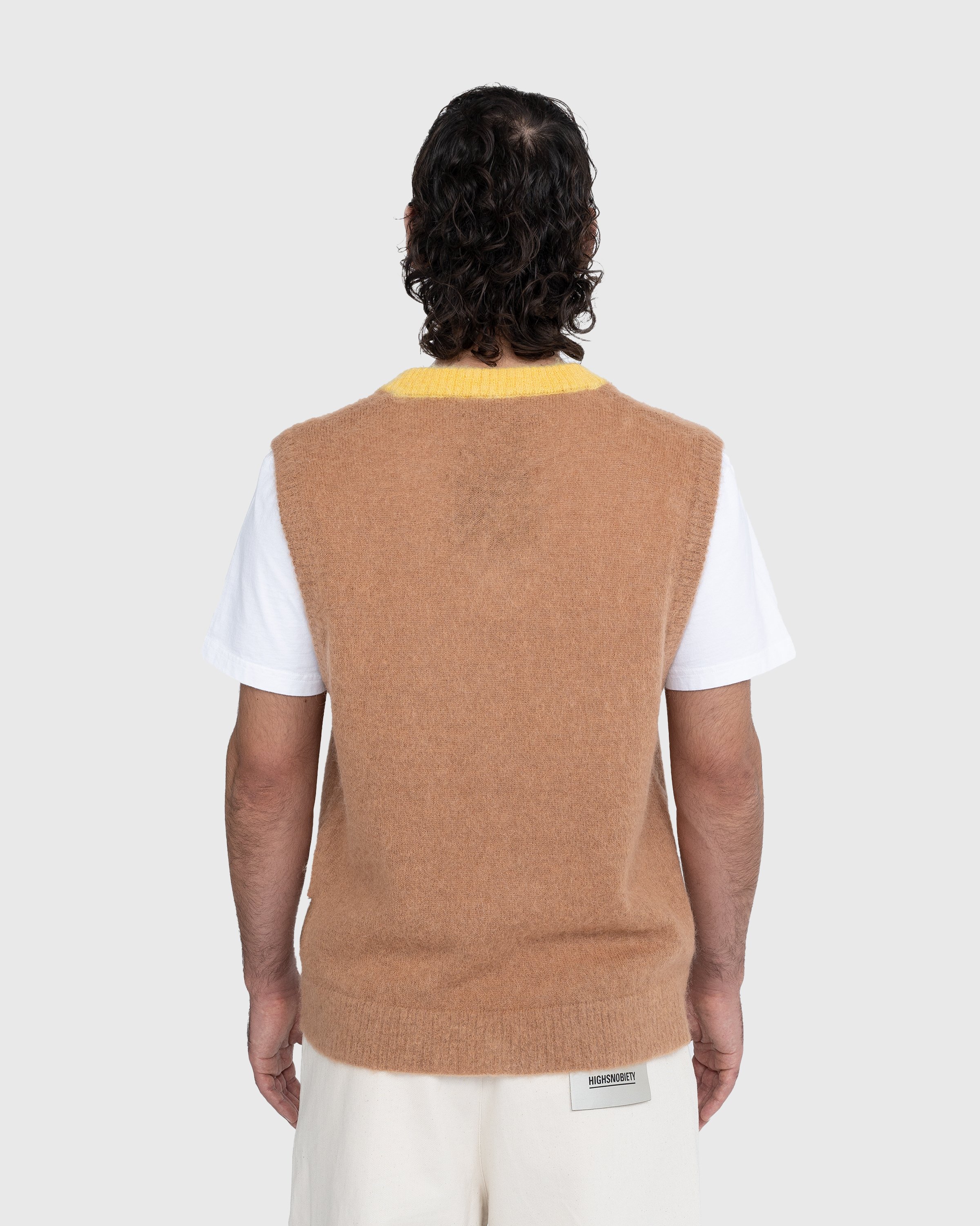 Highsnobiety - Light Alpaca Sweater Vest Brown/Yellow - Clothing - Brown - Image 3