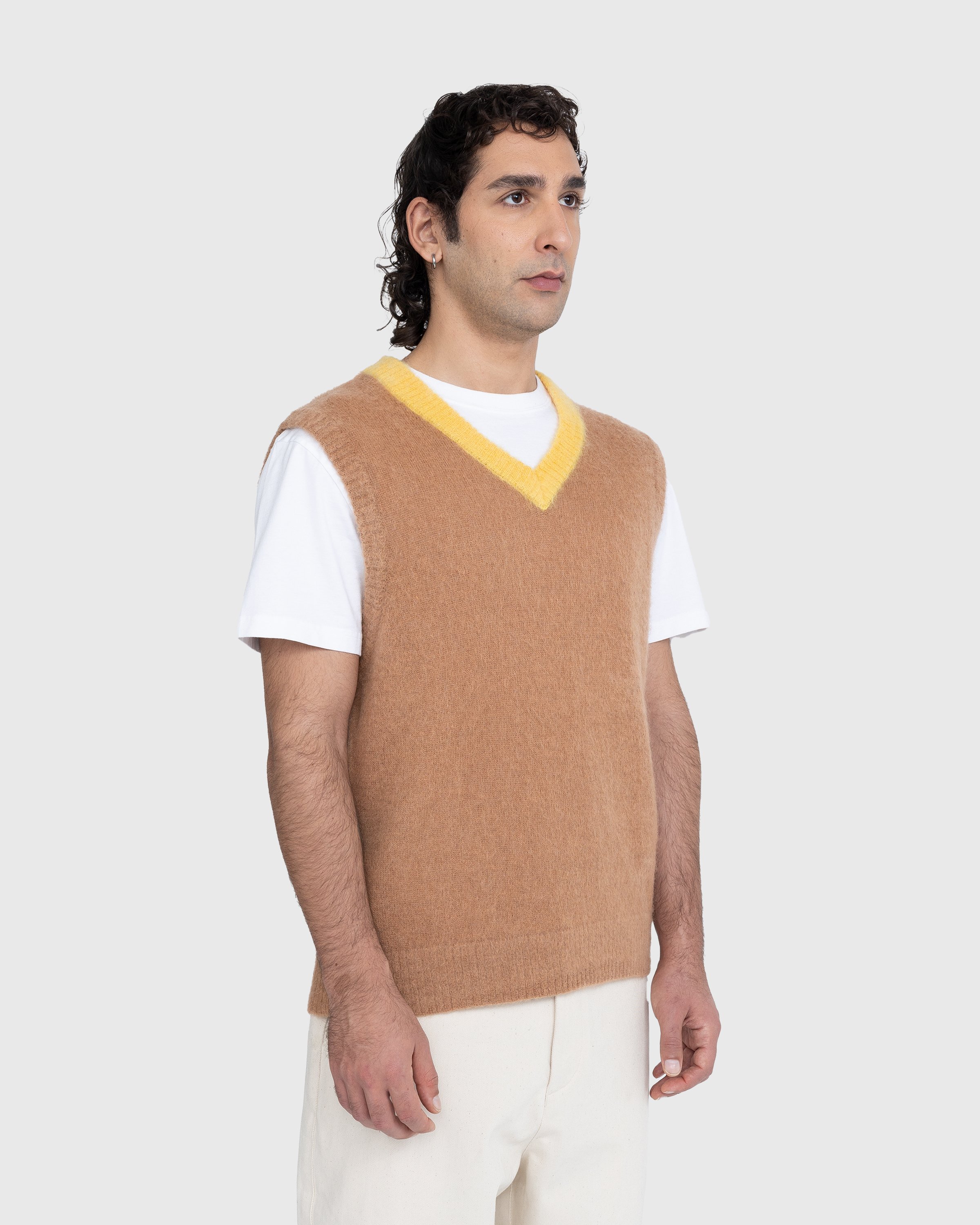 Highsnobiety - Light Alpaca Sweater Vest Brown/Yellow - Clothing - Brown - Image 4