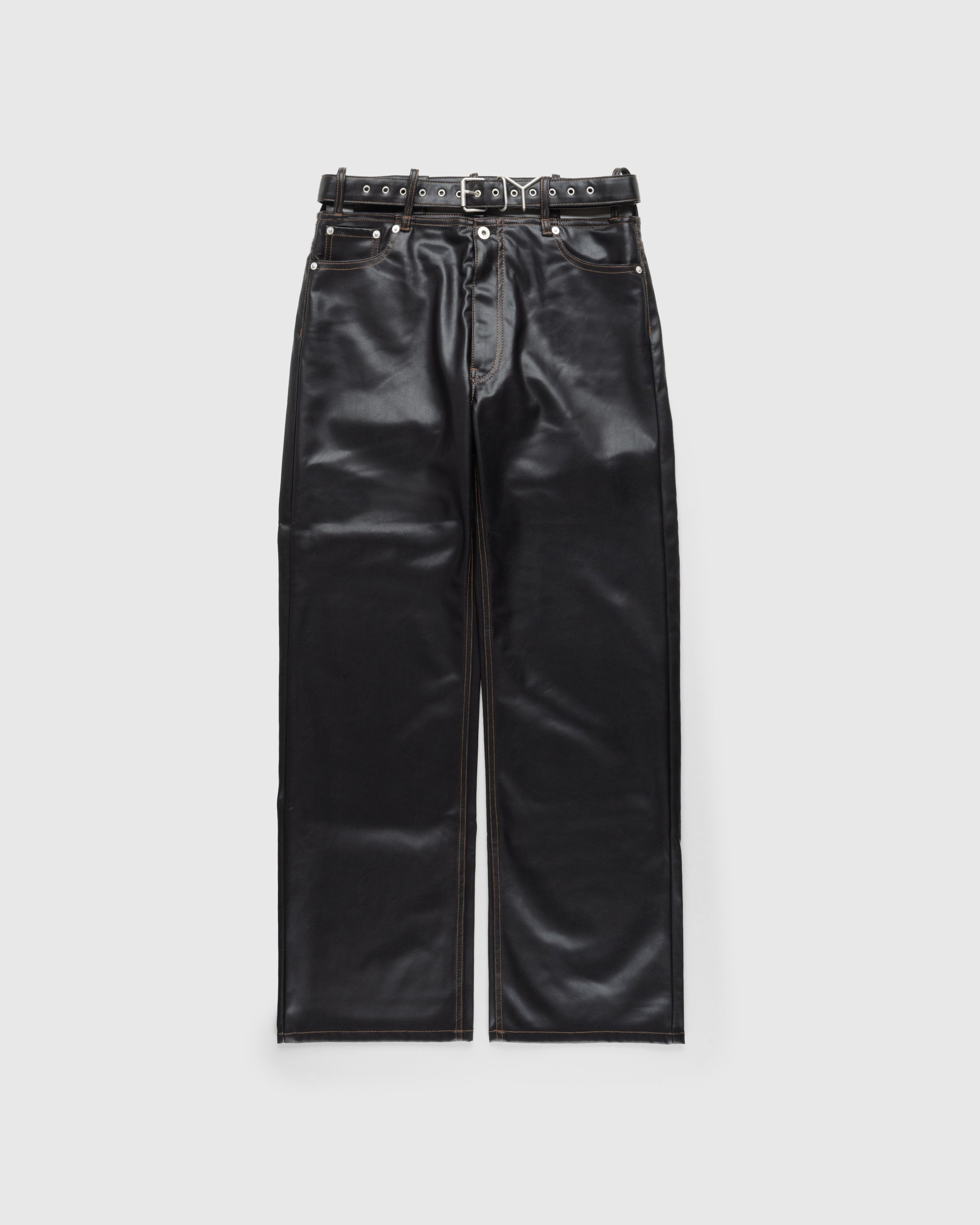 Y/Project - Y BELT LEATHER PANTS - Clothing - Black - Image 1