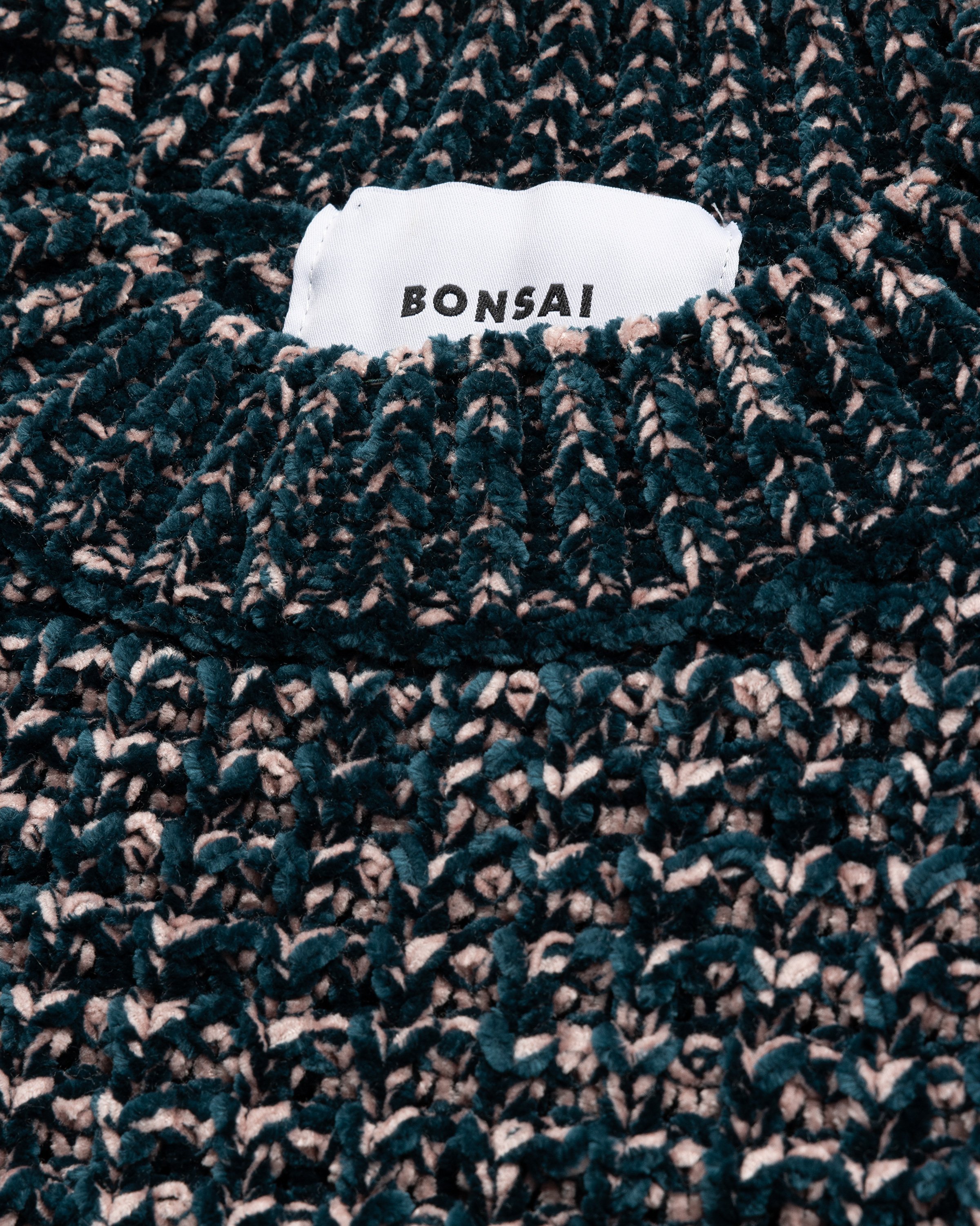 Bonsai - KNIT PRINTED CINILLE CREWNECK SWEATER, OVERSIZE CROP FIT Blue - Clothing - Blue - Image 5