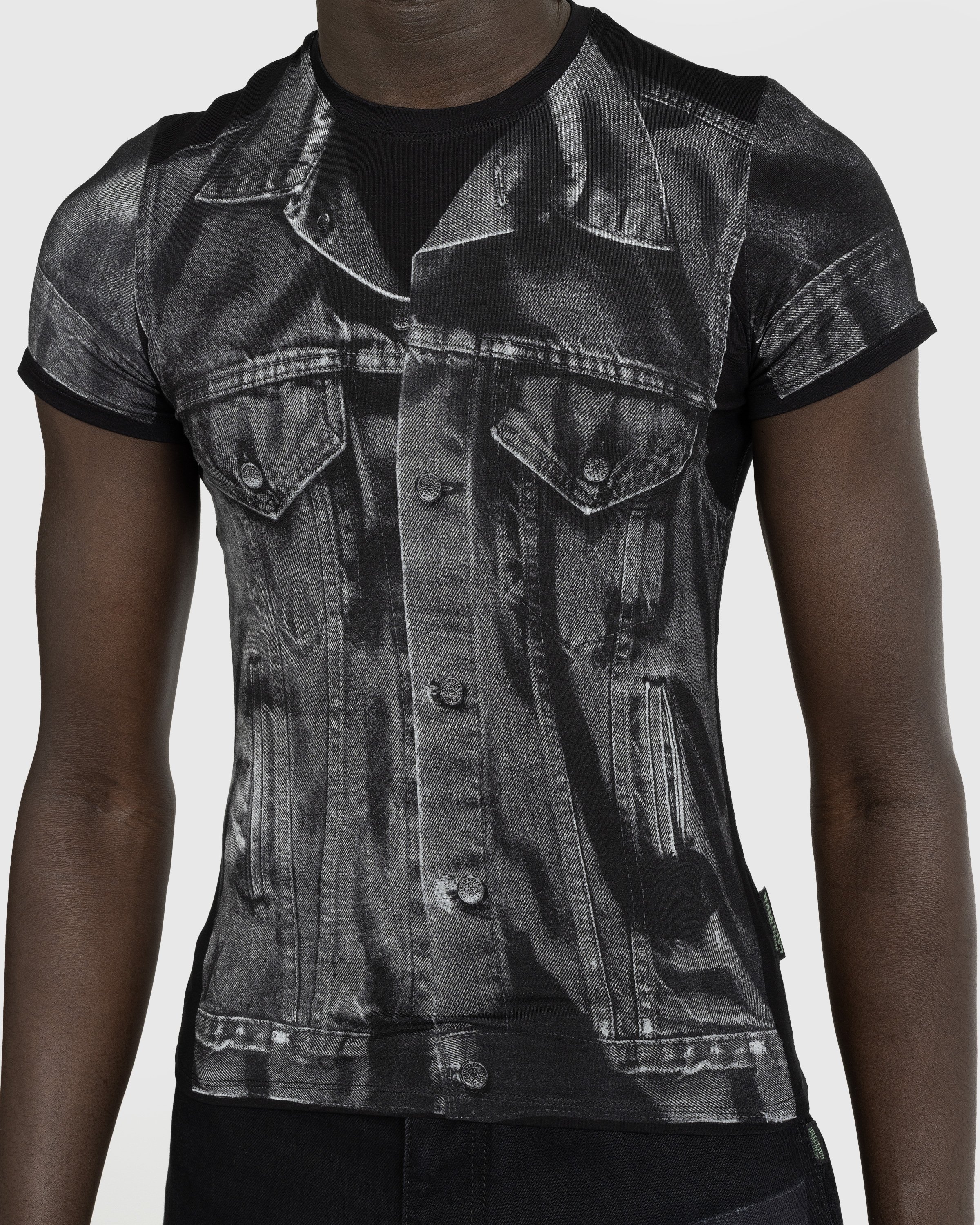 Jean Paul Gaultier - Denim Trompe L'oeil T-Shirt Black/Gray - Clothing - Black - Image 6