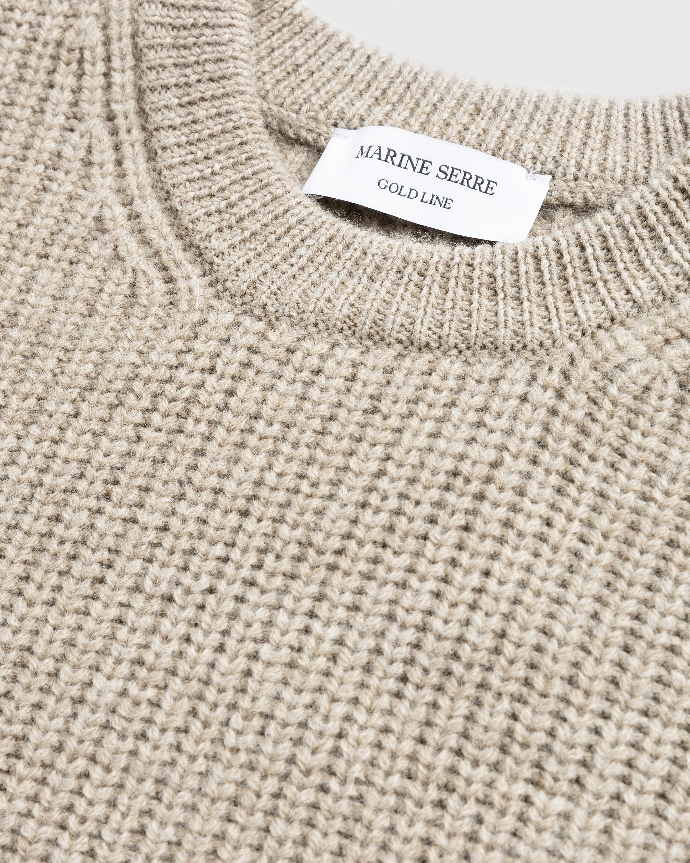 Marine Serre - Wool and Fluffy Knit Crewneck Pullover Beige - Clothing - undefined - Image 7