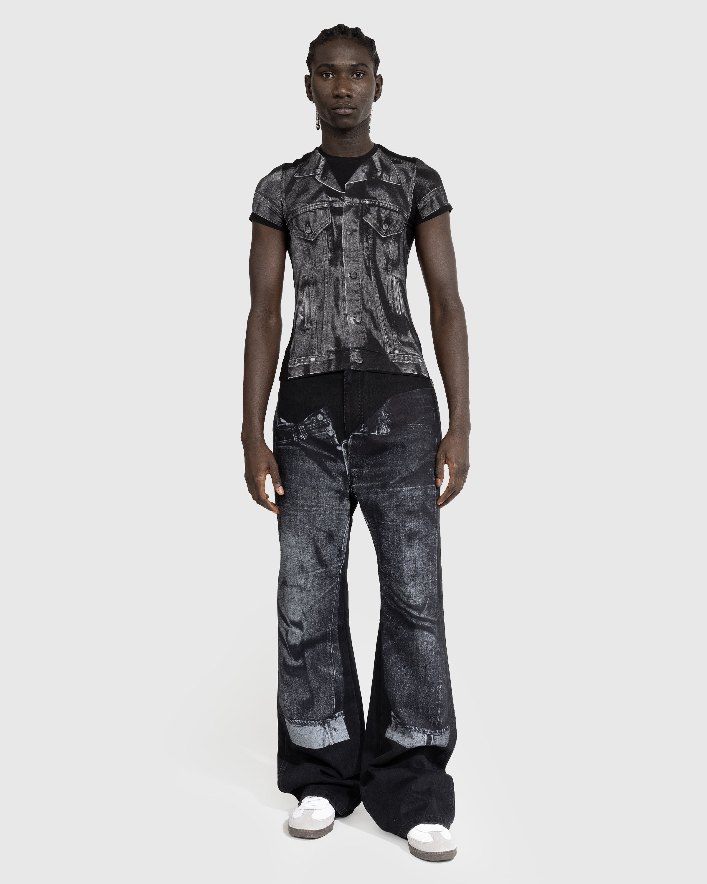 Jean Paul Gaultier - Denim Trompe L'oeil T-Shirt Black/Gray - Clothing - Black - Image 4