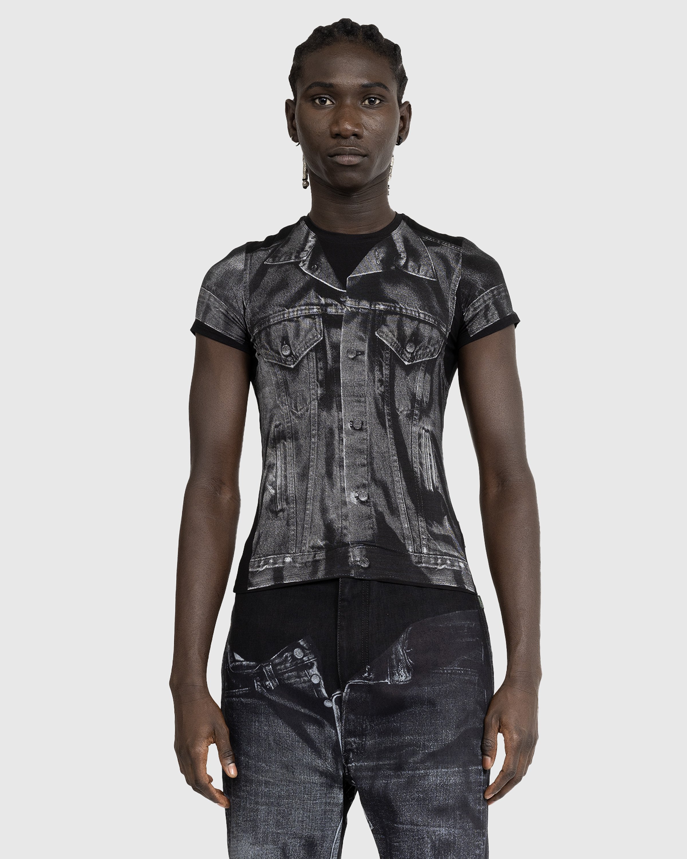 Jean Paul Gaultier - Denim Trompe L'oeil T-Shirt Black/Gray - Clothing - Black - Image 2