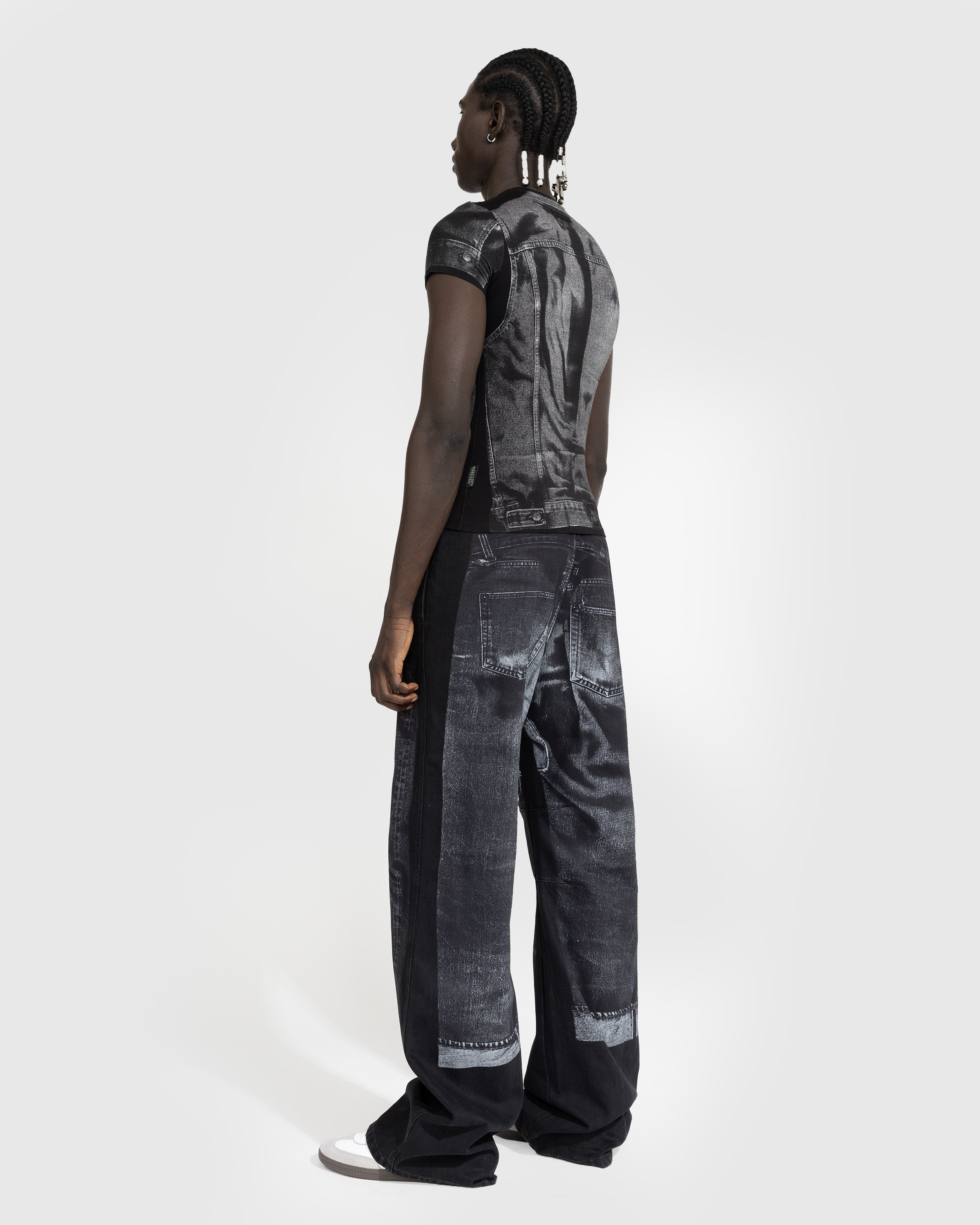 Jean Paul Gaultier - Denim Trompe L'oeil T-Shirt Black/Gray - Clothing - Black - Image 3