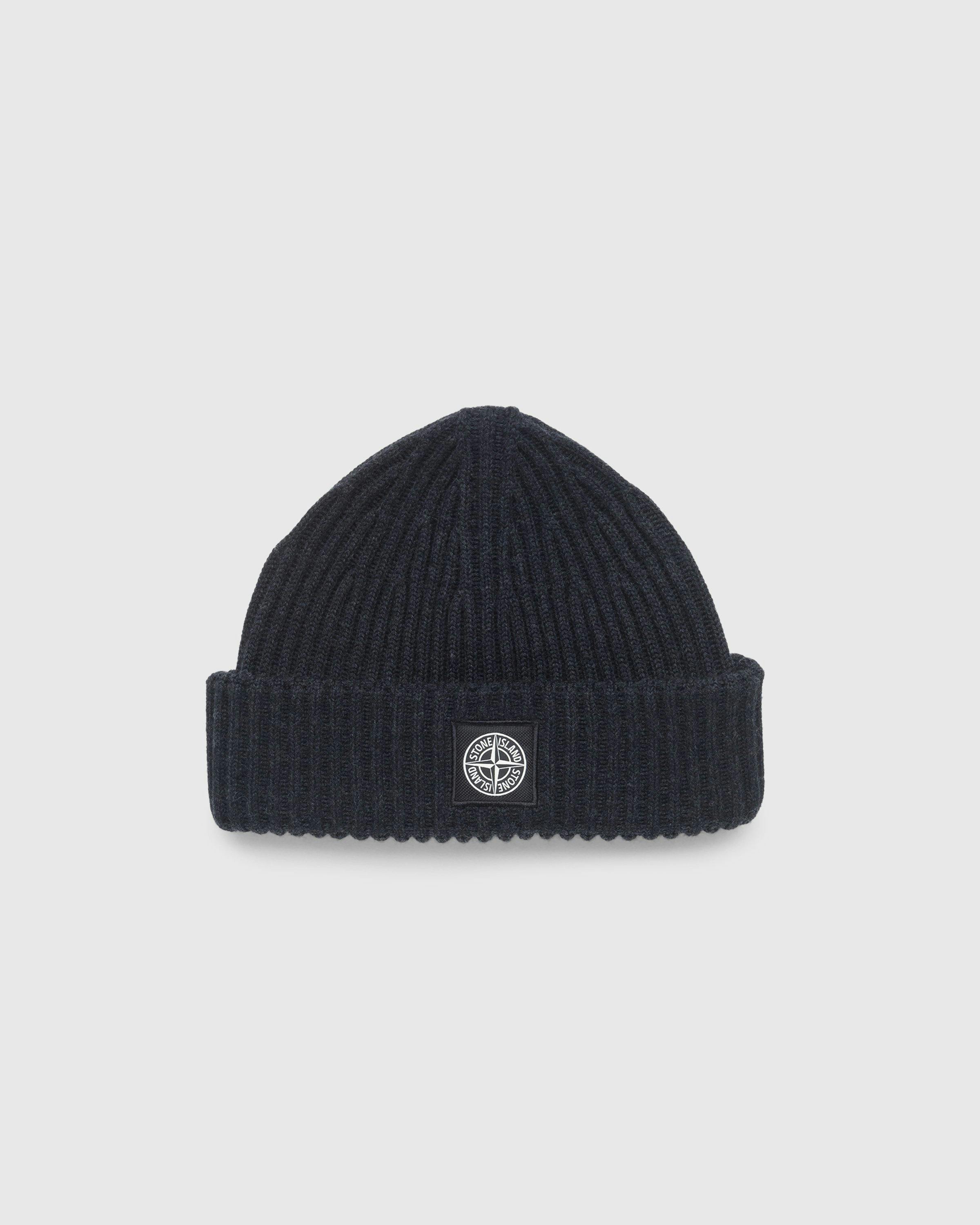 Stone Island - Ribbed Wool Beanie Melange Charcoal - Accessories - Grey - Image 1