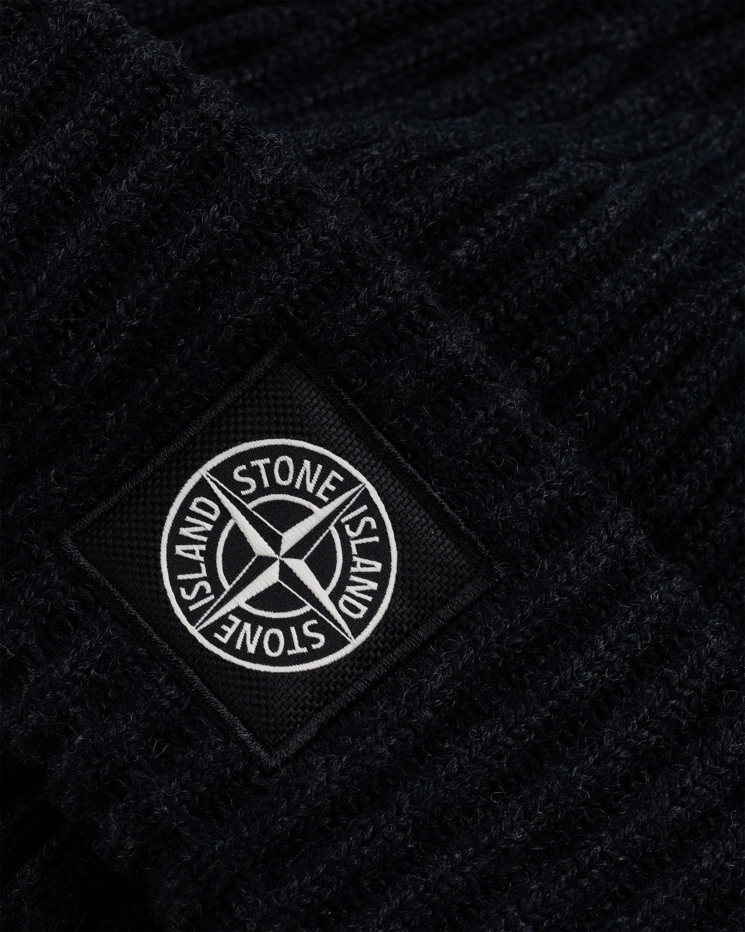 Stone Island - Ribbed Wool Beanie Melange Charcoal - Accessories - Grey - Image 4