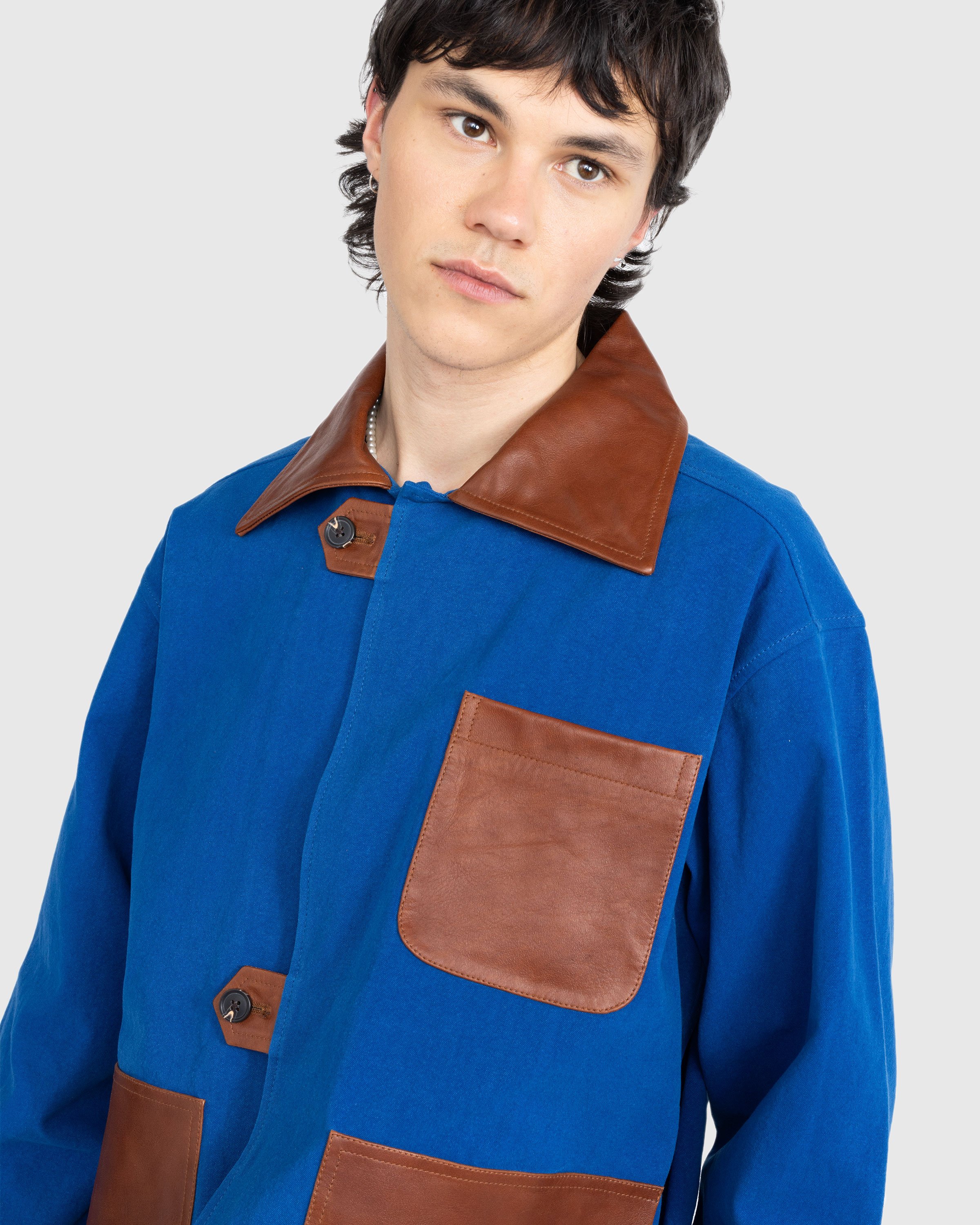 Bode - Leather Tab Jacket - Clothing - Blue - Image 3