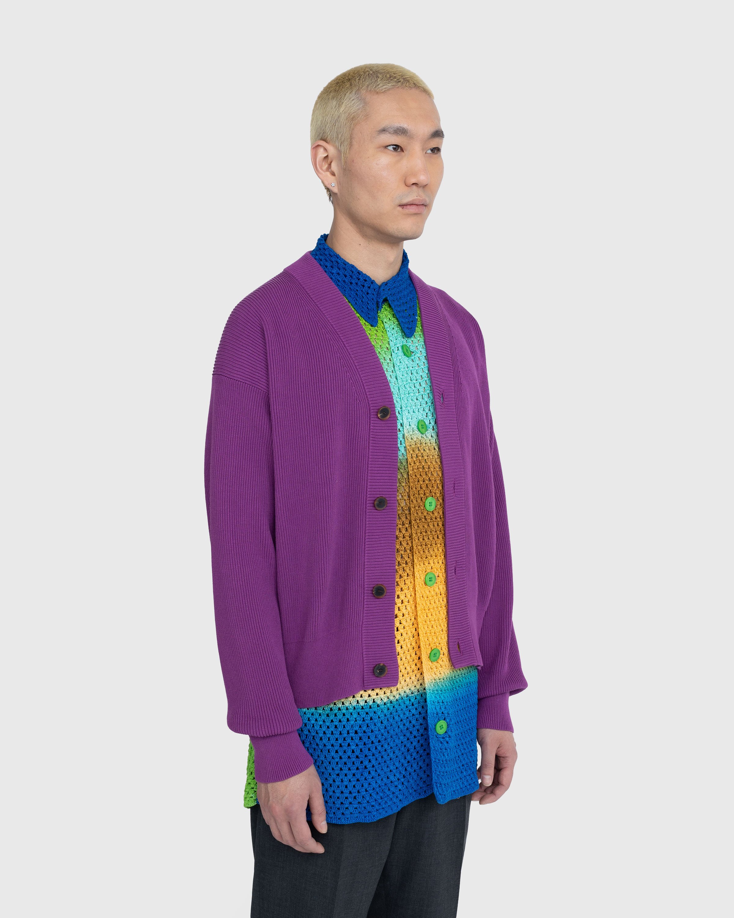 Auralee - Super Hard Twist Rib Knit Cardigan Purple - Clothing - Purple - Image 3