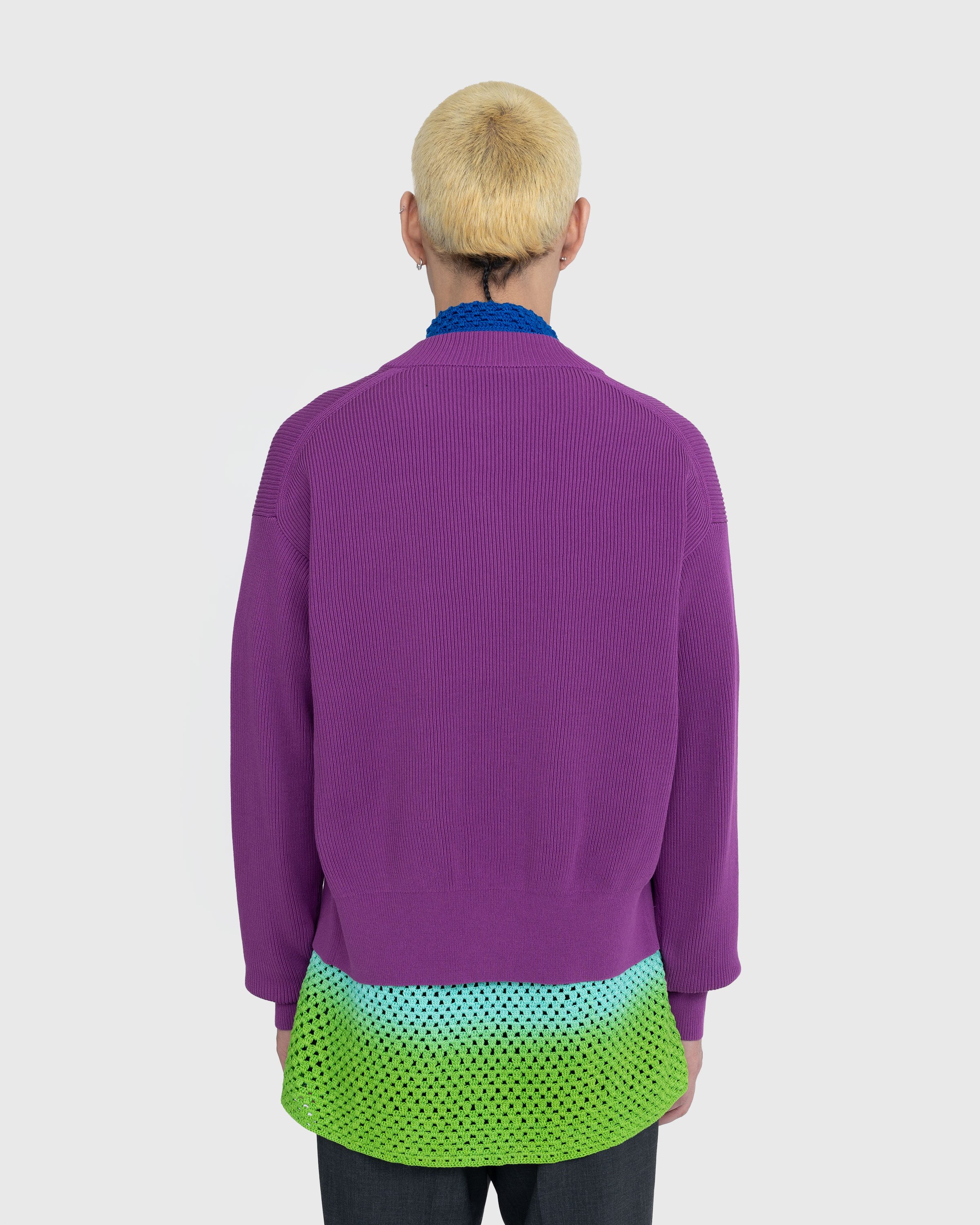 Auralee - Super Hard Twist Rib Knit Cardigan Purple - Clothing - Purple - Image 4