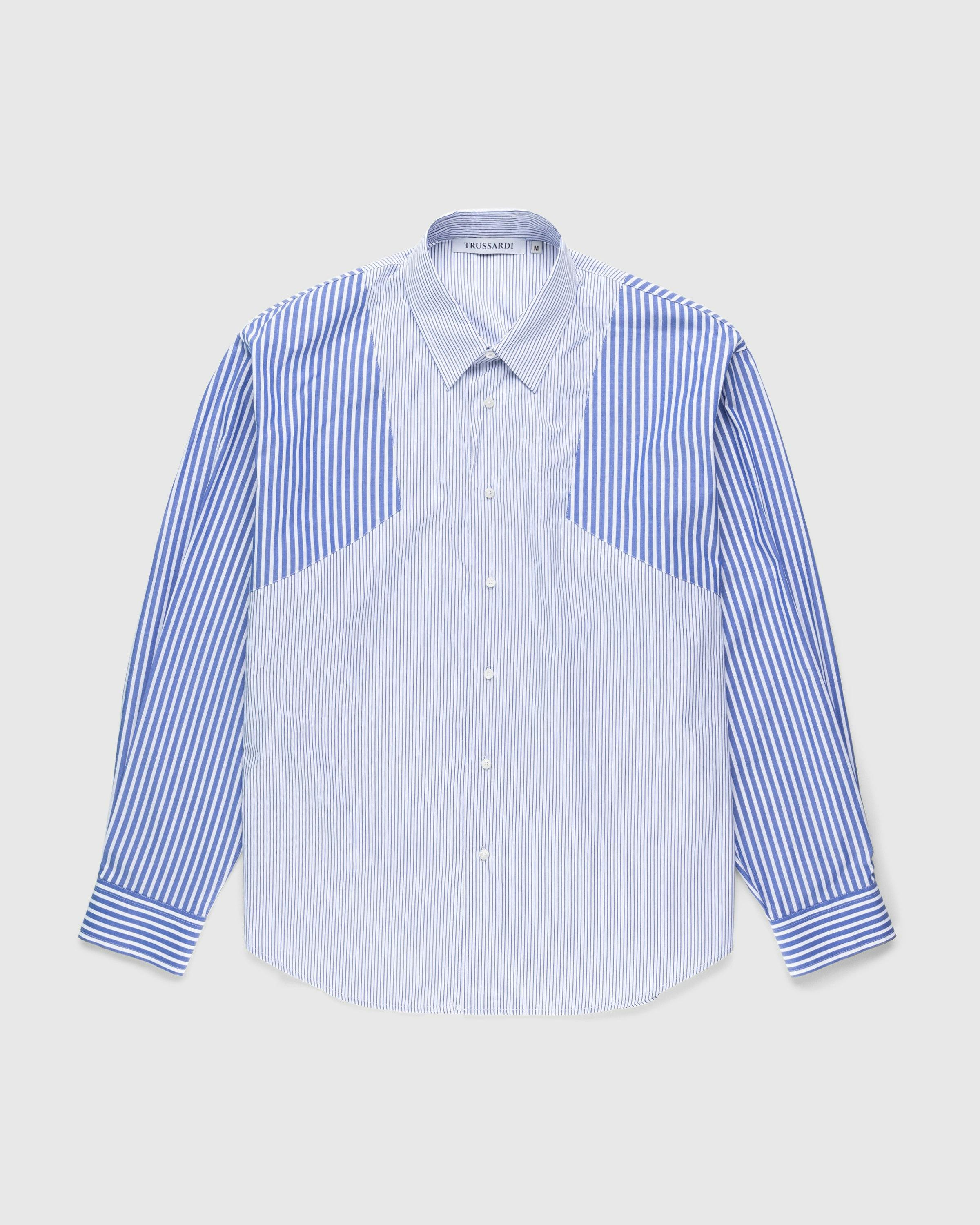 Trussardi - Shirt Cotton Mix Stripes - Clothing - Blue - Image 1