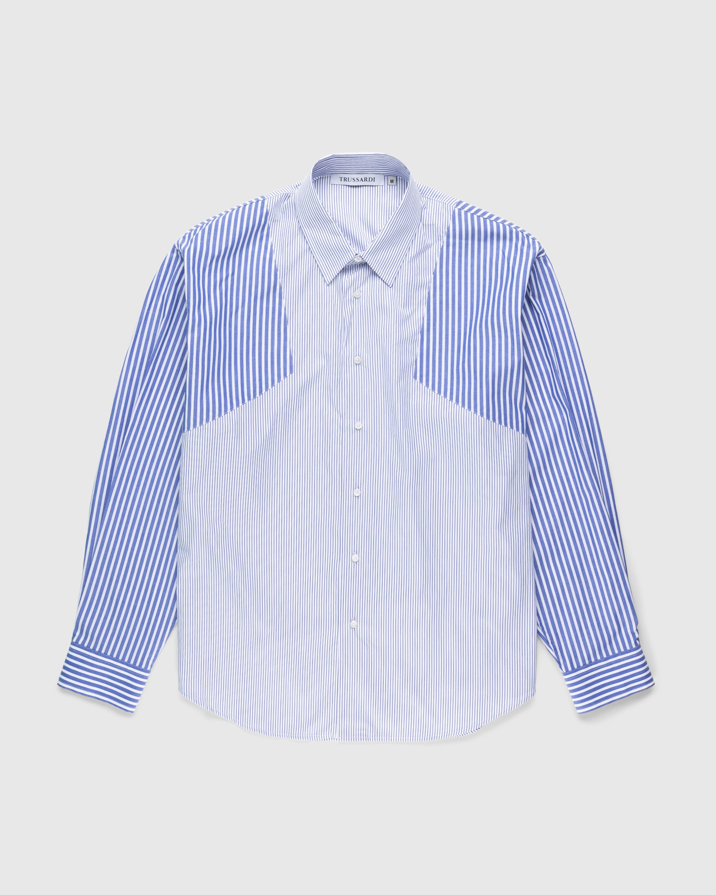 Trussardi - Shirt Cotton Mix Stripes - Clothing - Blue - Image 1