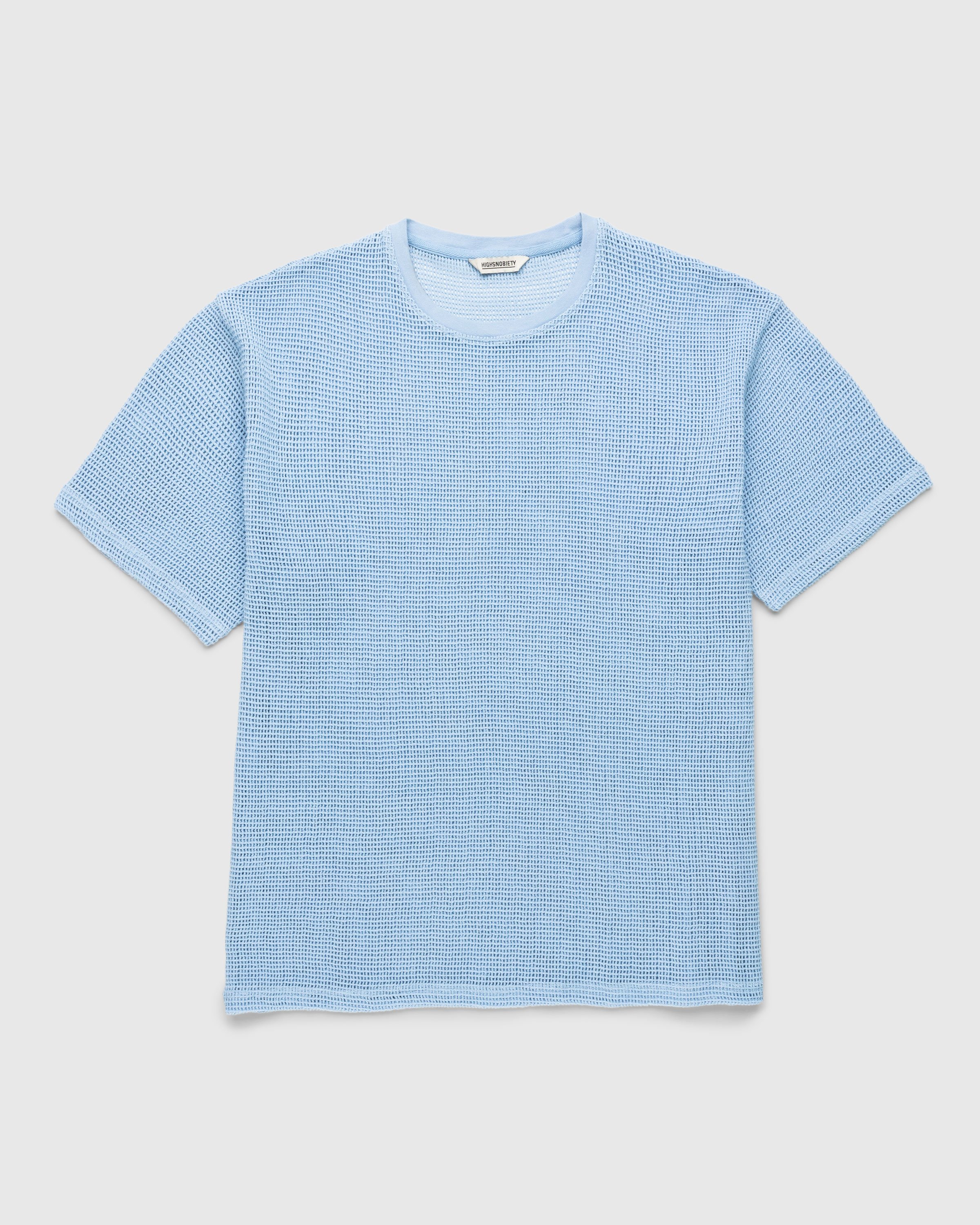 Highsnobiety - Cotton Mesh Knit T-Shirt Blue - Clothing - Blue - Image 1