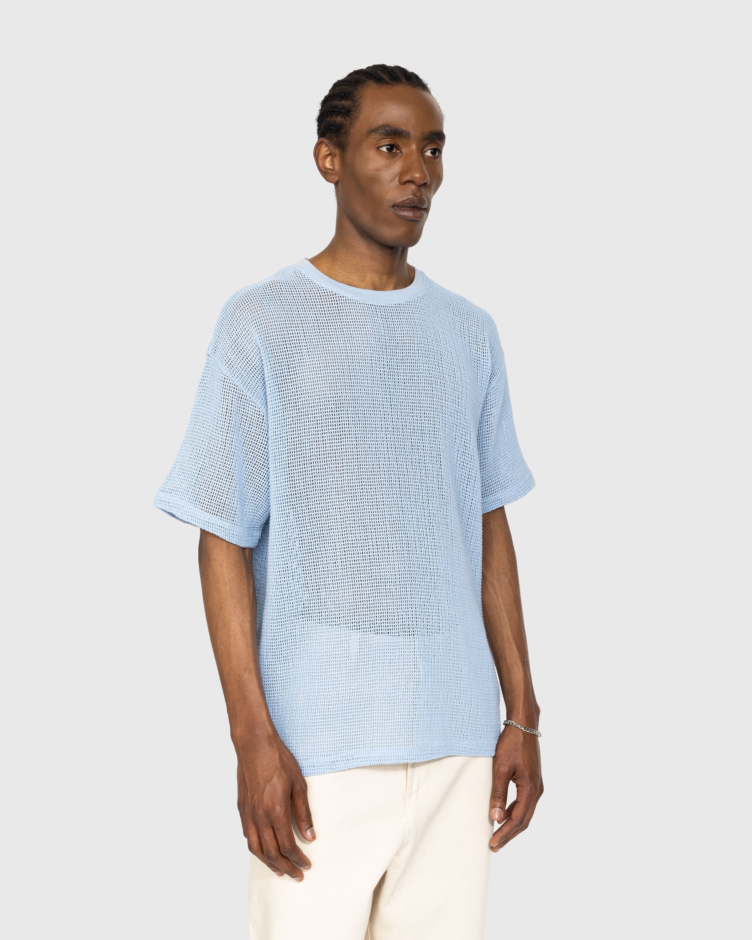 Highsnobiety - Cotton Mesh Knit T-Shirt Blue - Clothing - Blue - Image 3