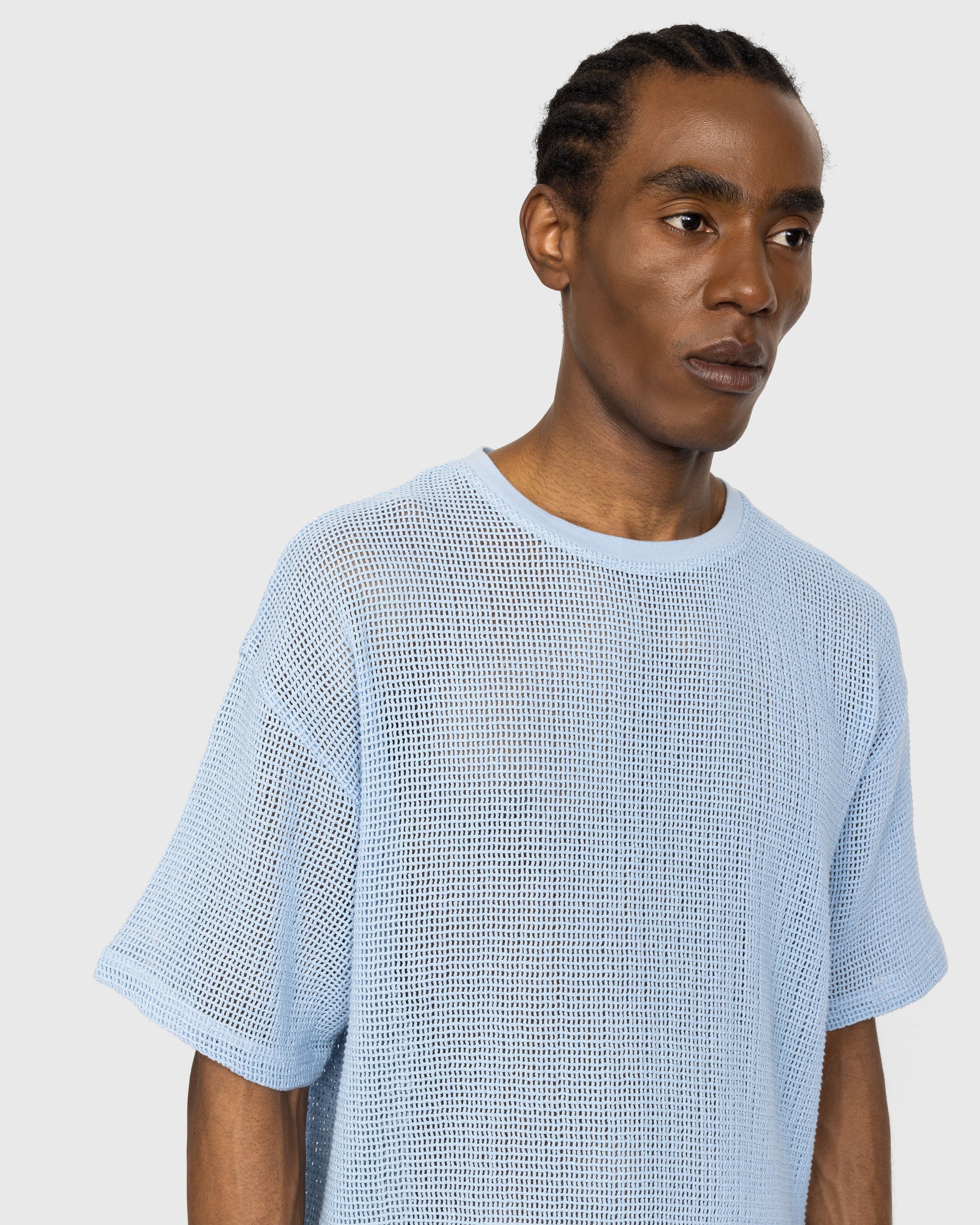 Highsnobiety - Cotton Mesh Knit T-Shirt Blue - Clothing - Blue - Image 5