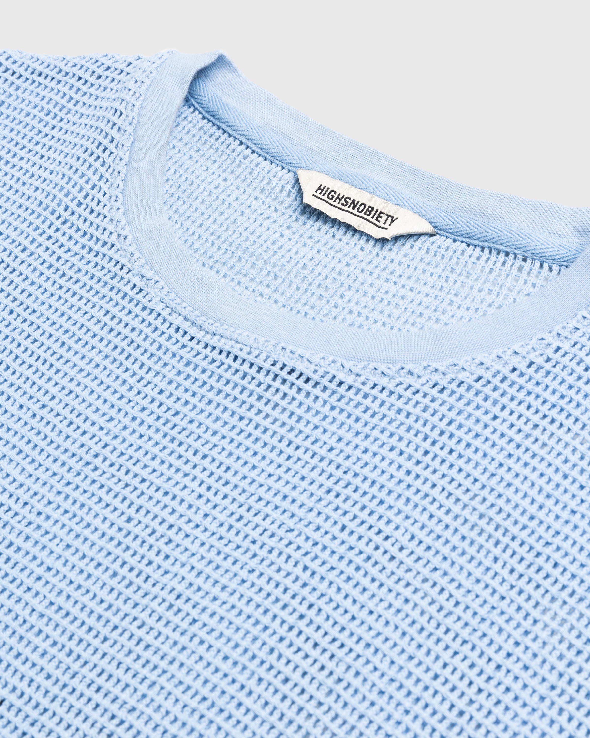 Highsnobiety - Cotton Mesh Knit T-Shirt Blue - Clothing - Blue - Image 6