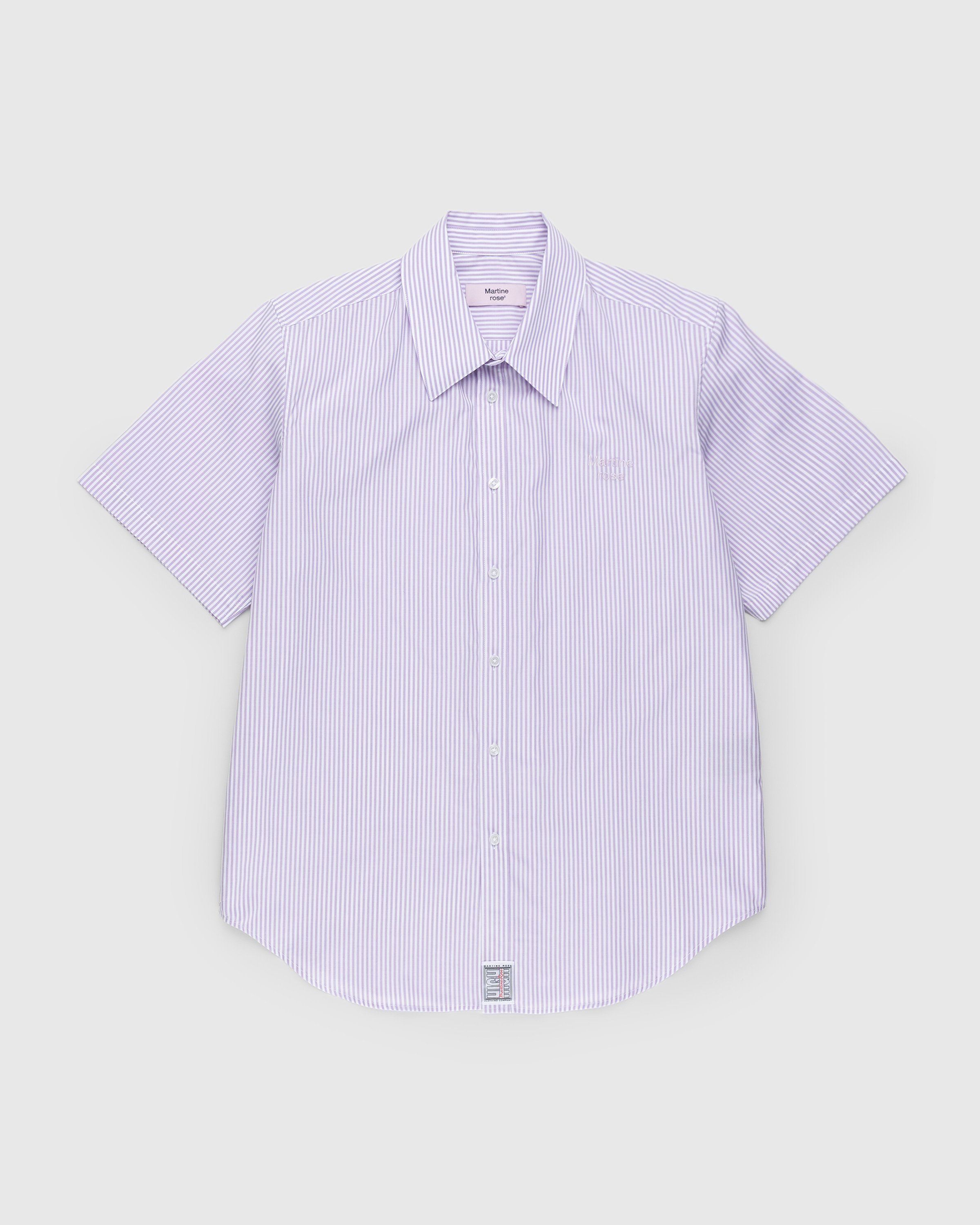 Martine Rose - Classic Short-Sleeve Button-Down Shirt Lilac and White Stripe - Clothing - Purple - Image 1