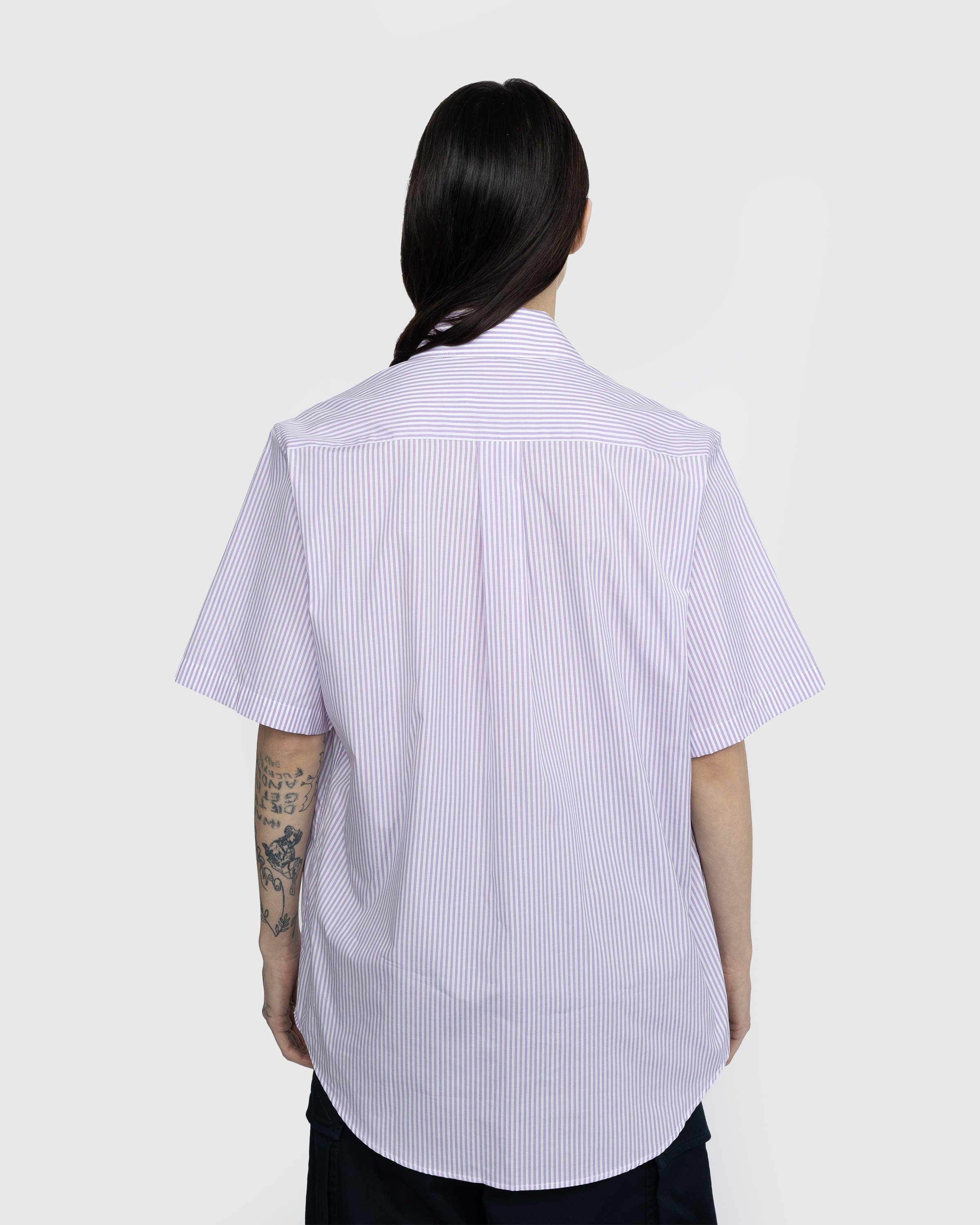 Martine Rose - Classic Short-Sleeve Button-Down Shirt Lilac and White Stripe - Clothing - Purple - Image 3