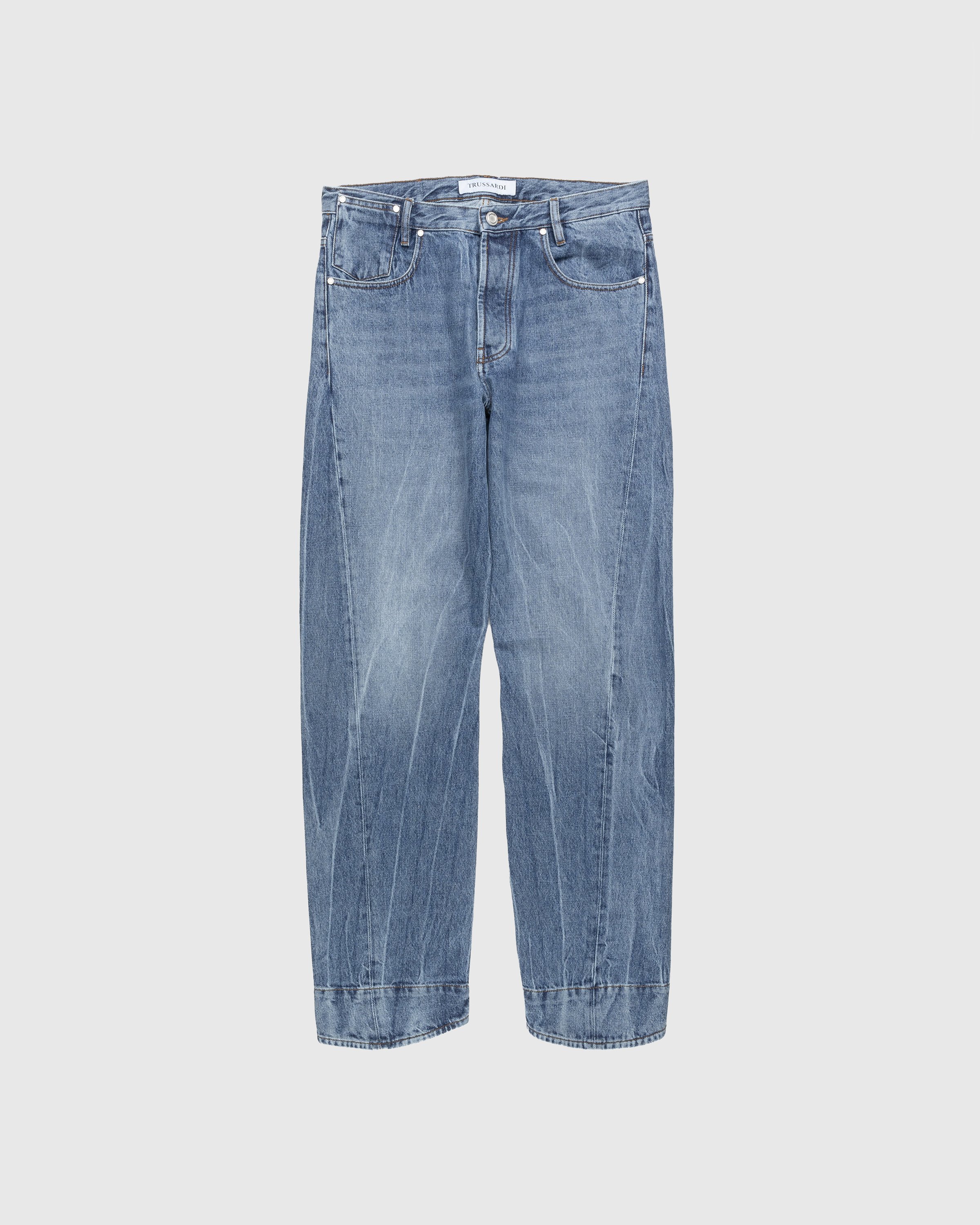 Trussardi - Five-Pocket Twisted Tapered Jeans Blue Rigid - Clothing - Blue - Image 1