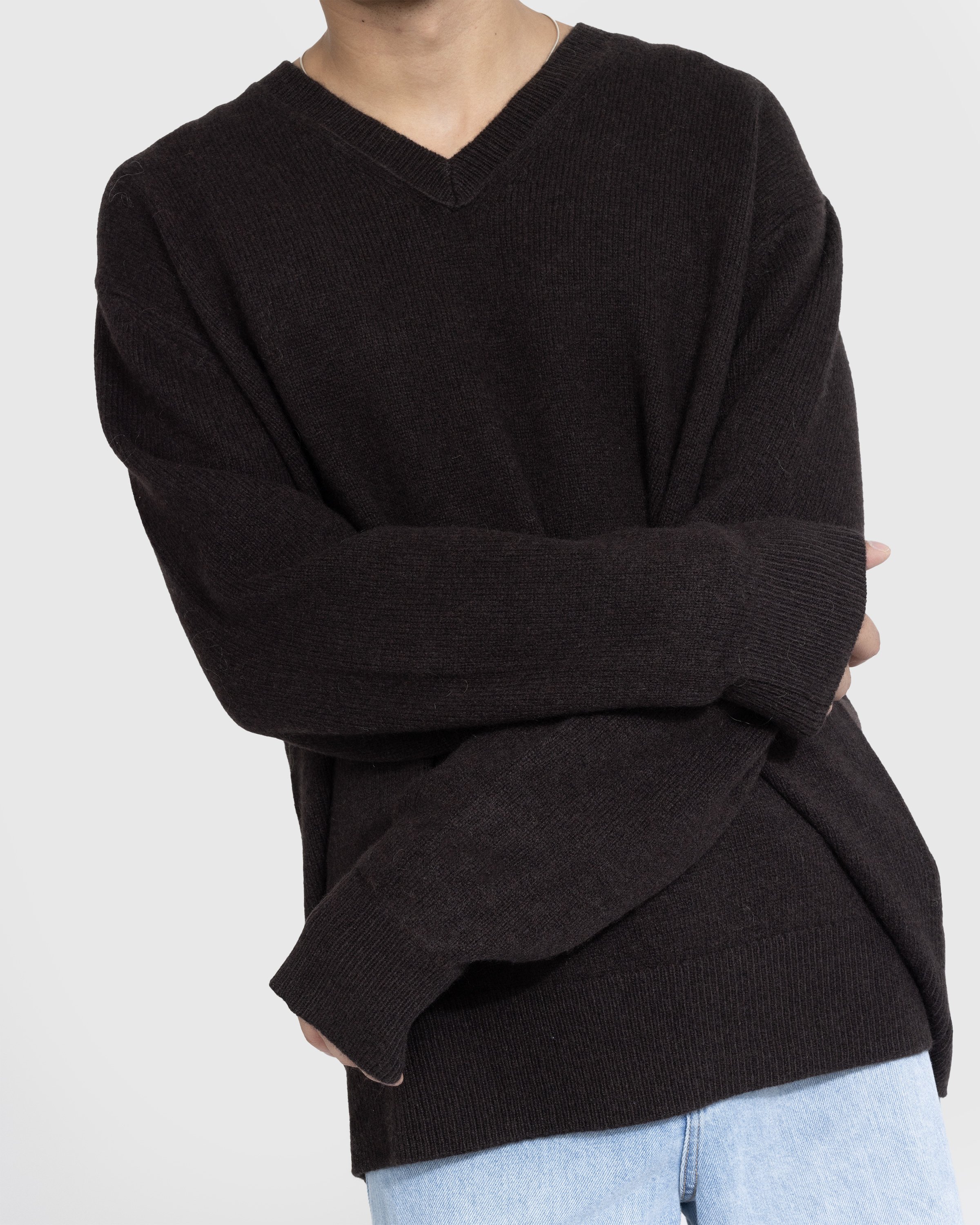 Acne Studios - Wool V-Neck Sweater Brown - Clothing - Brown - Image 4
