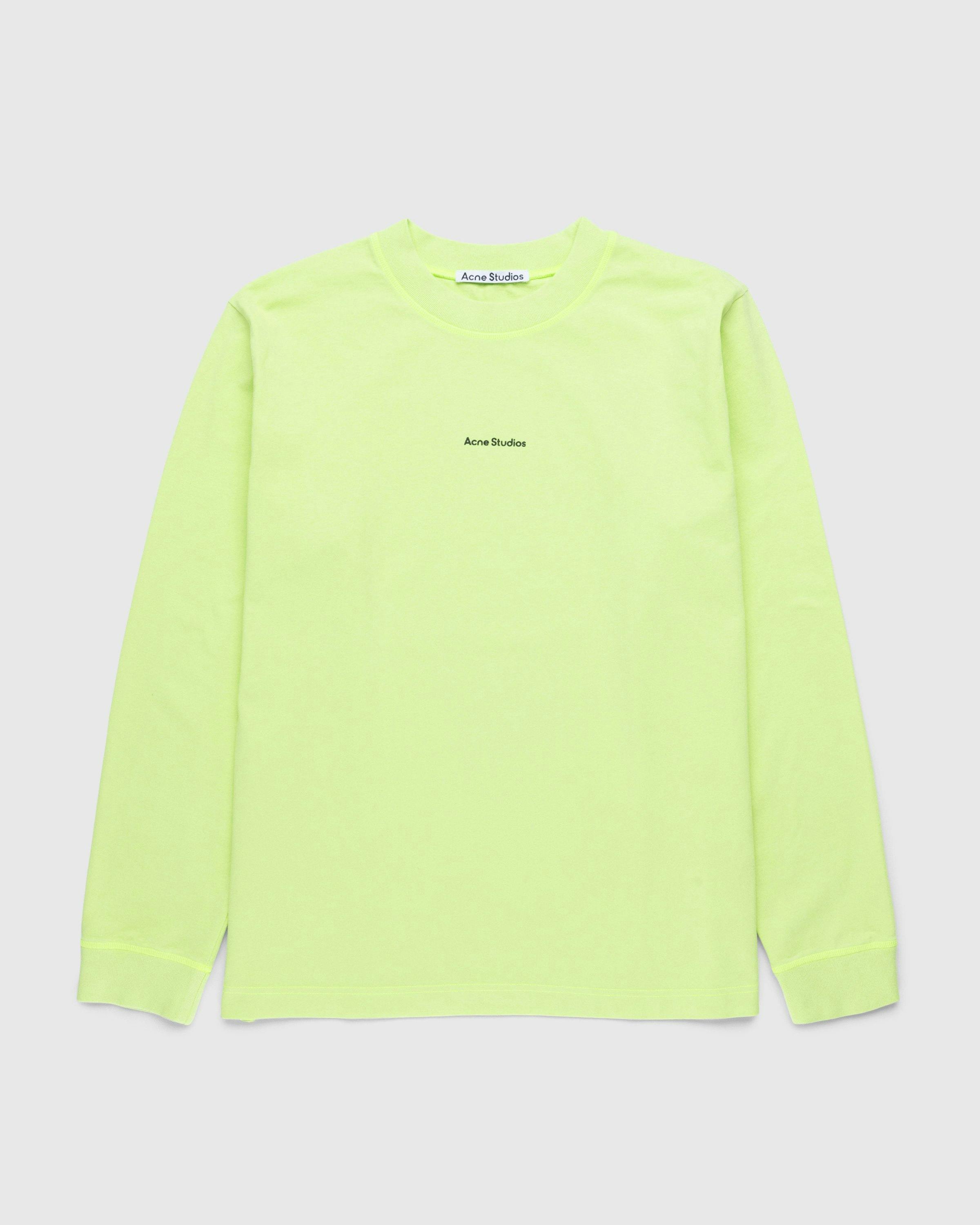 Acne Studios - Organic Cotton Logo Longsleeve T-Shirt Fluo Green - Clothing - Green - Image 1