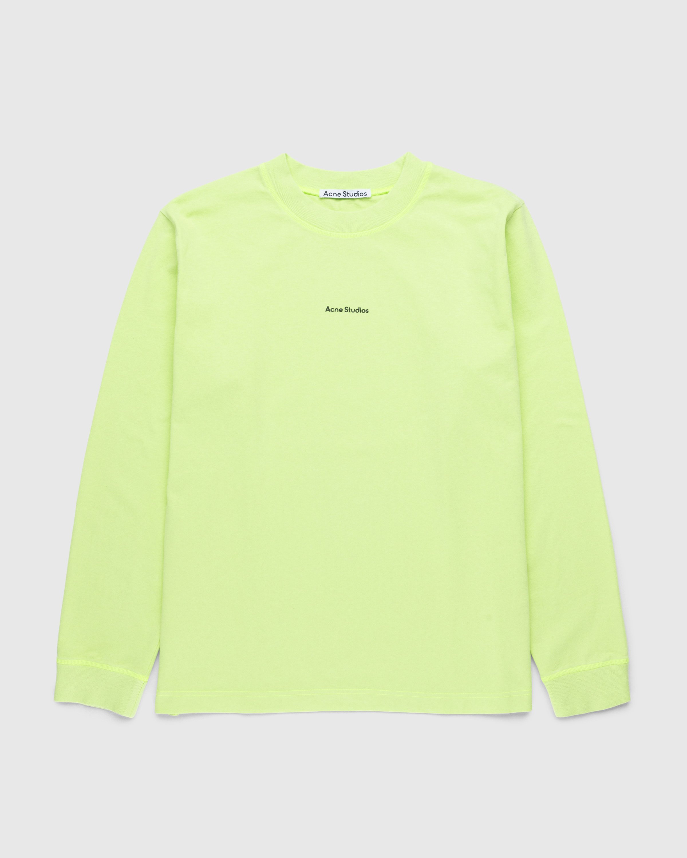 Acne Studios - Organic Cotton Logo Longsleeve T-Shirt Fluo Green - Clothing - Green - Image 1