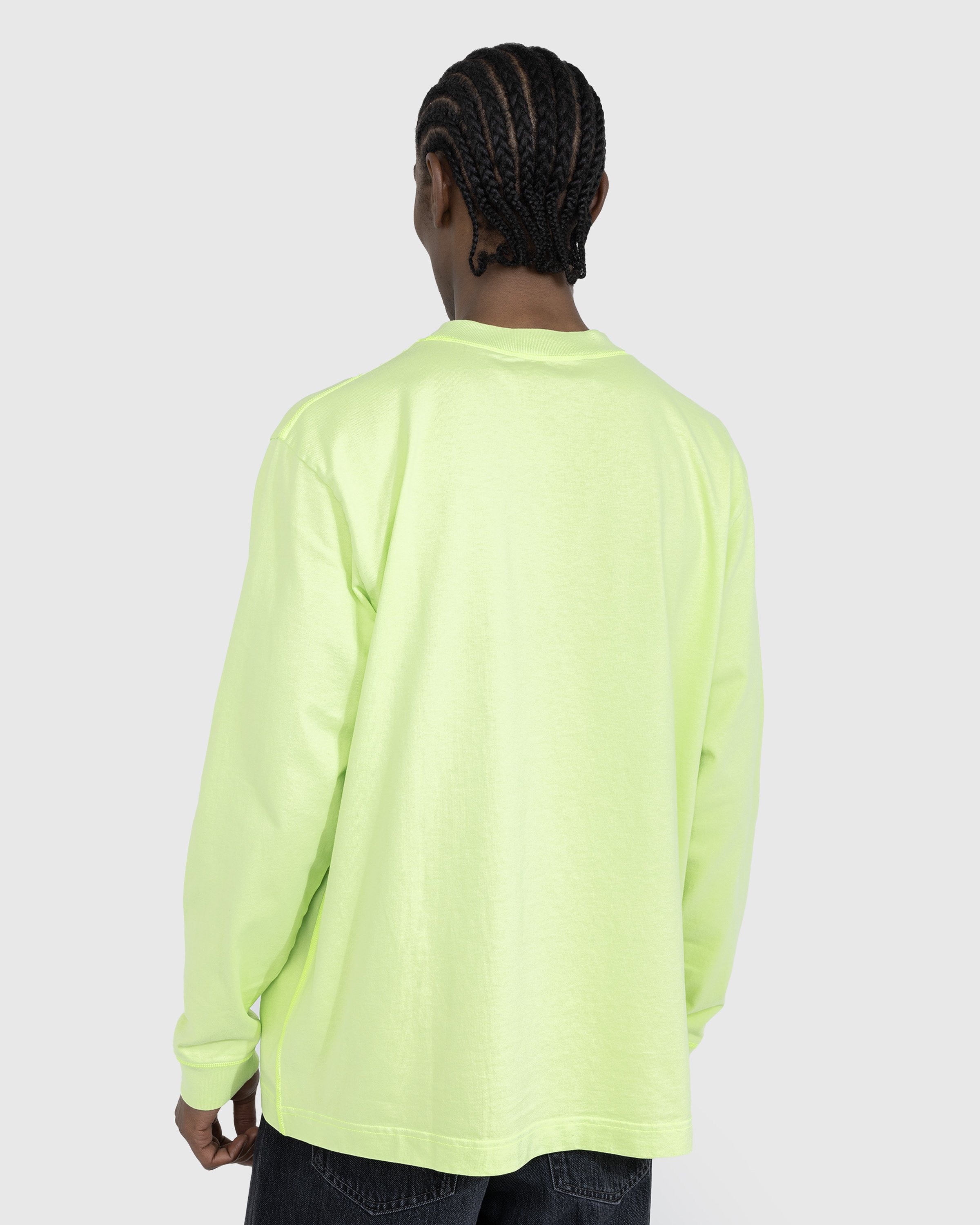 Acne Studios - Organic Cotton Logo Longsleeve T-Shirt Fluo Green - Clothing - Green - Image 3