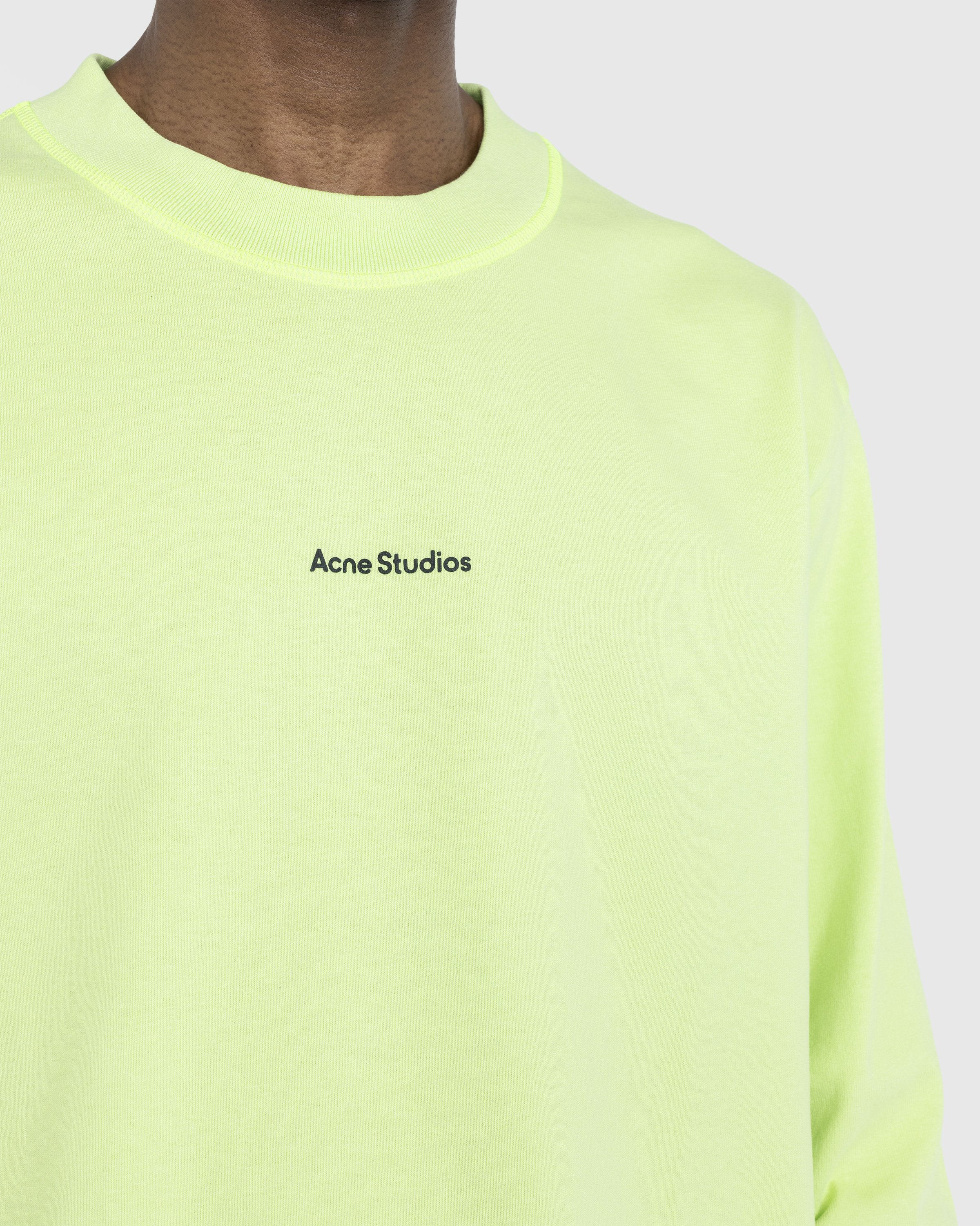 Acne Studios - Organic Cotton Logo Longsleeve T-Shirt Fluo Green - Clothing - Green - Image 4