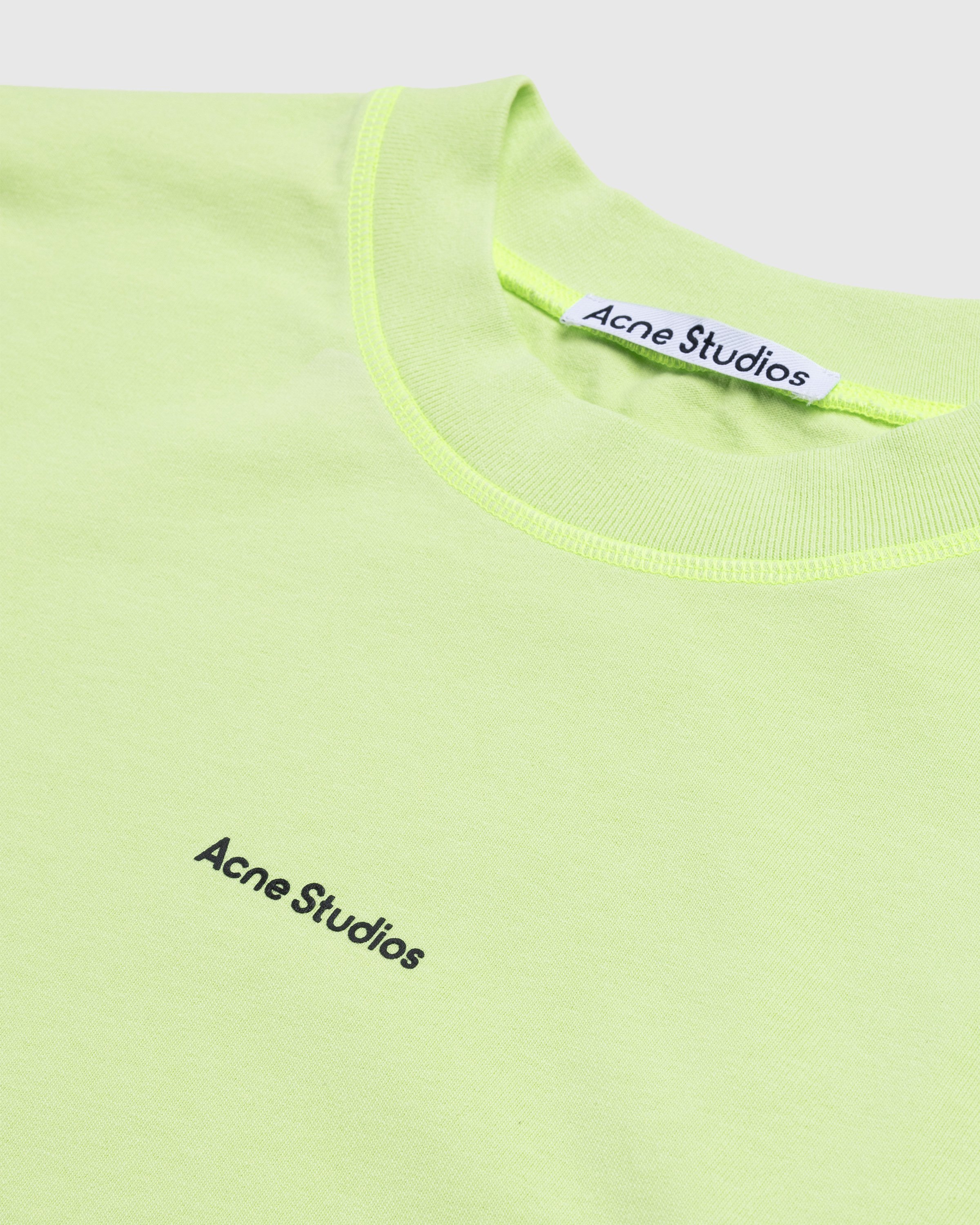 Acne Studios - Organic Cotton Logo Longsleeve T-Shirt Fluo Green - Clothing - Green - Image 5