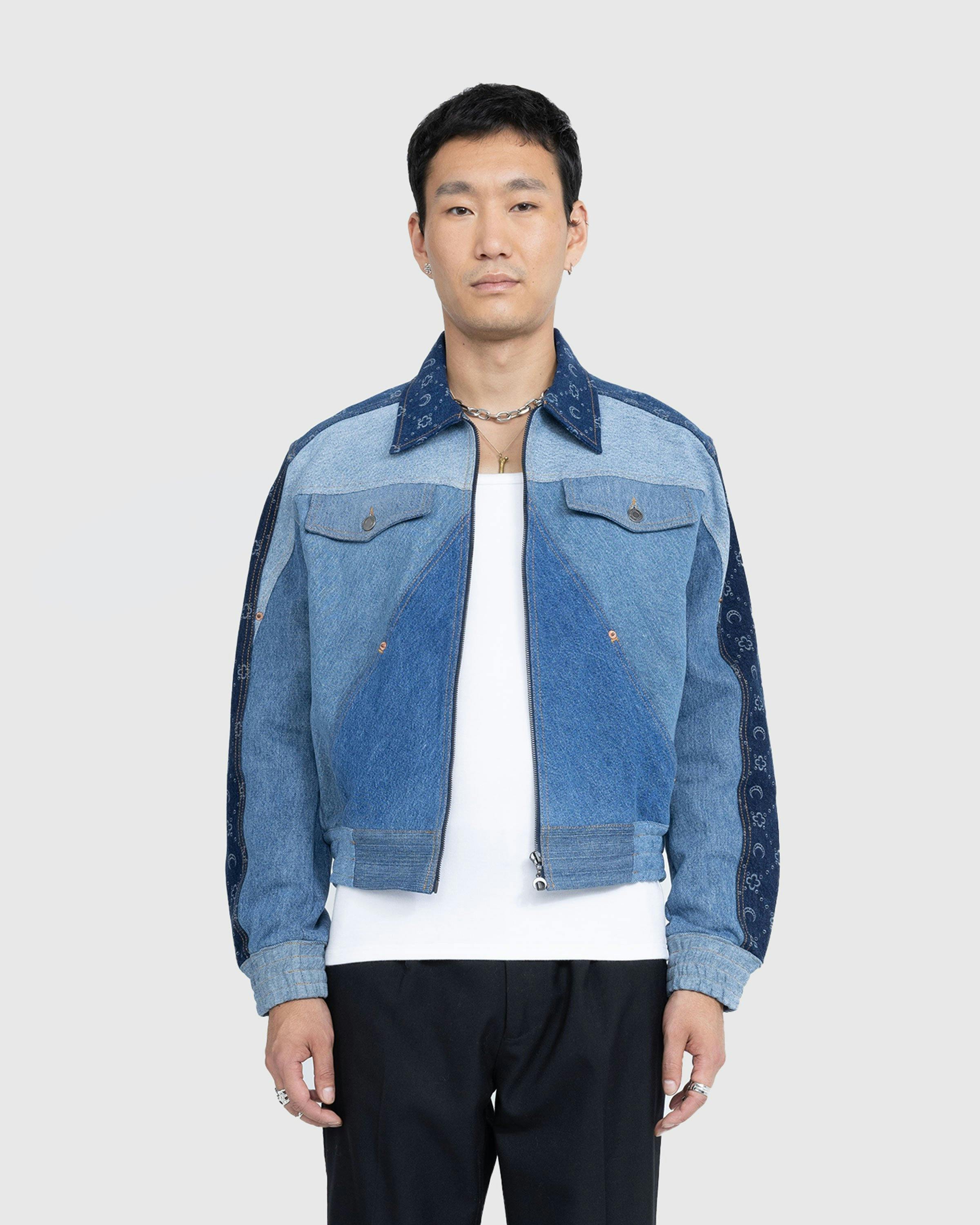 Marine Serre - Regenerated Denim Moonogram Working Jacket Medium Dark Blue - Clothing - Blue - Image 2