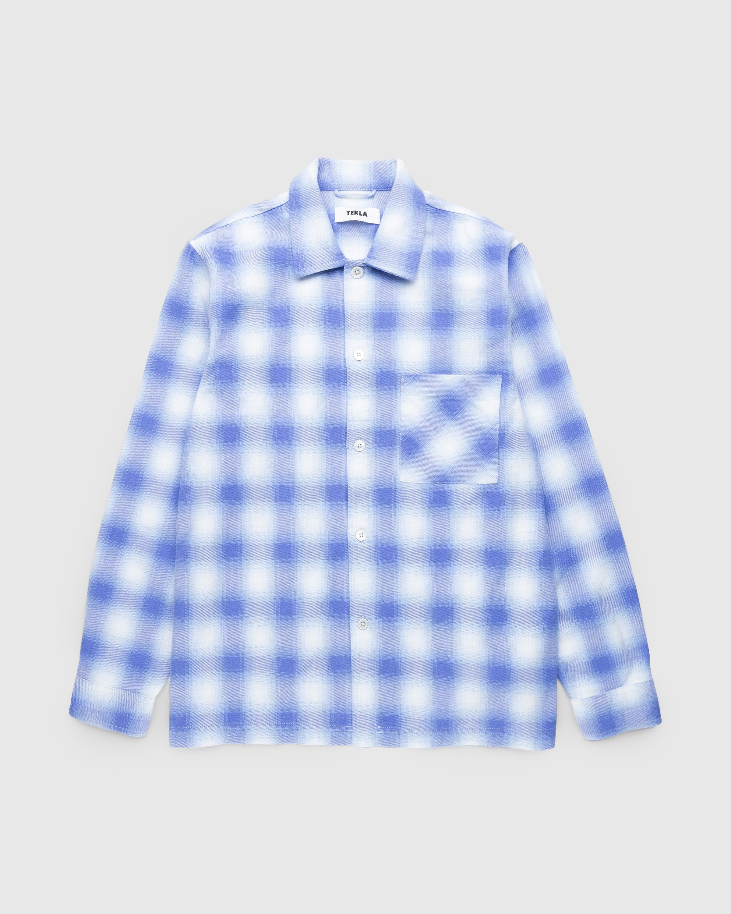 Tekla - Flannel Pyjamas Shirt Light Blue Plaid - Clothing - Blue - Image 1