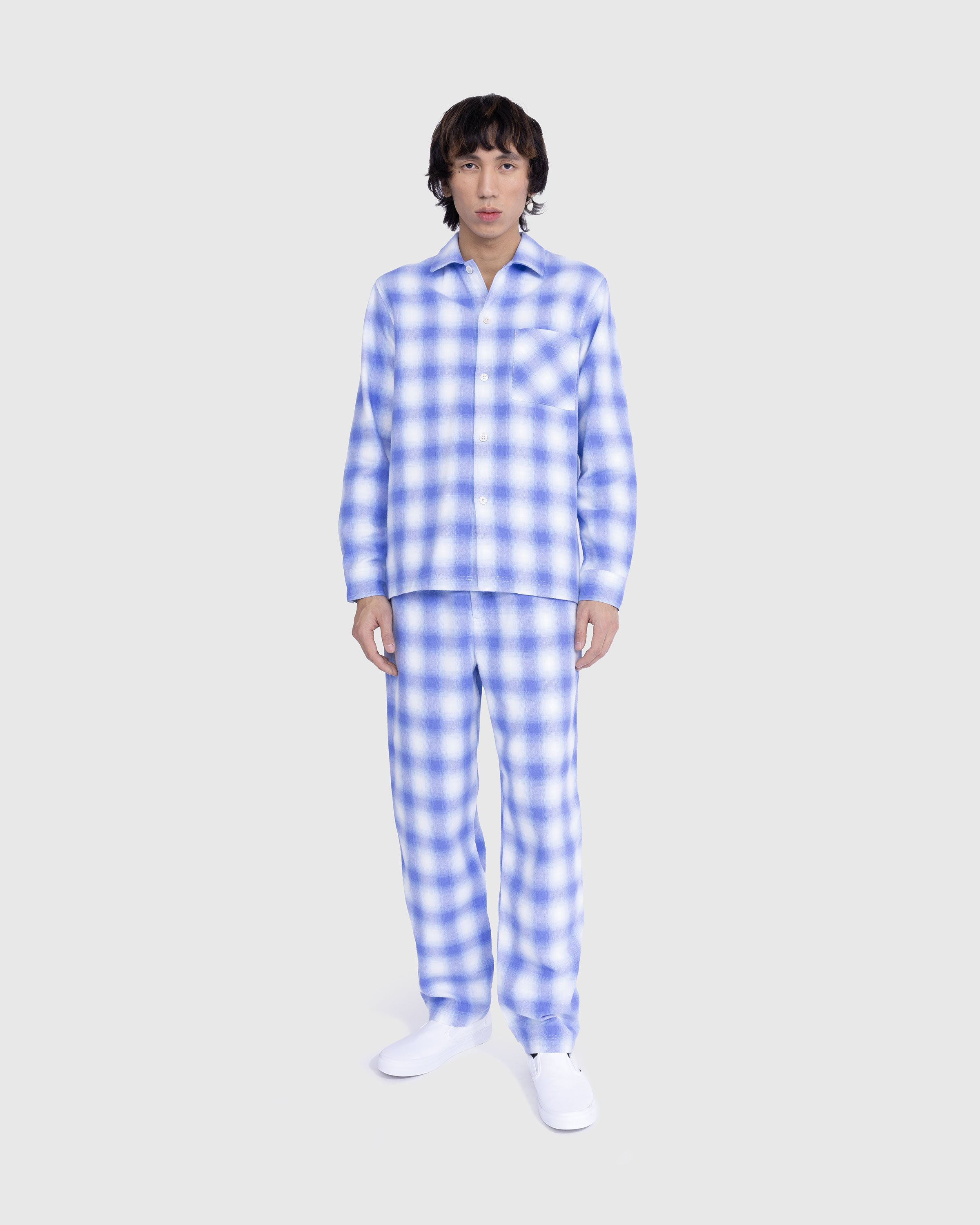 Tekla - Flannel Pyjamas Shirt Light Blue Plaid - Clothing - Blue - Image 2