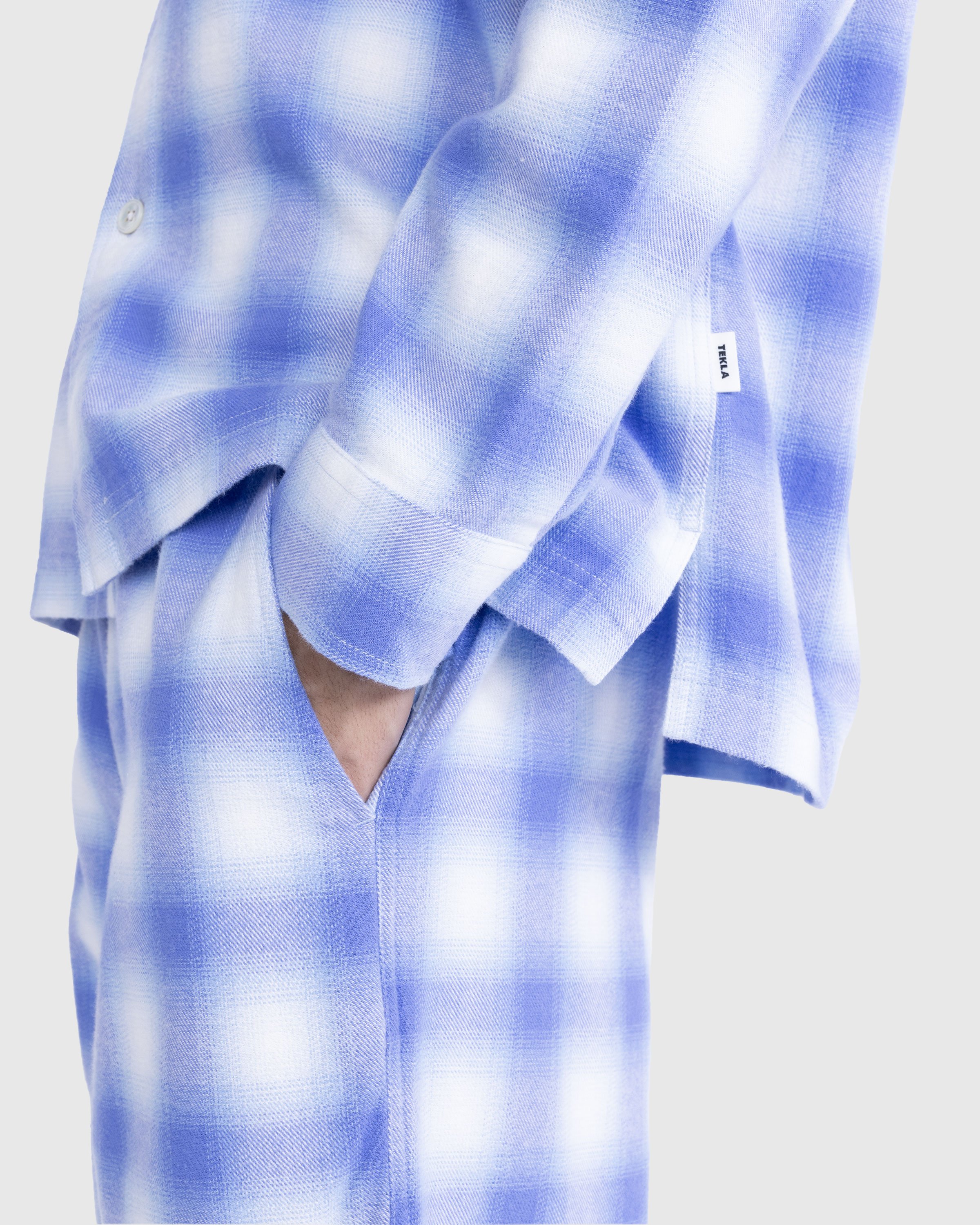 Tekla - Flannel Pyjamas Shirt Light Blue Plaid - Clothing - Blue - Image 4