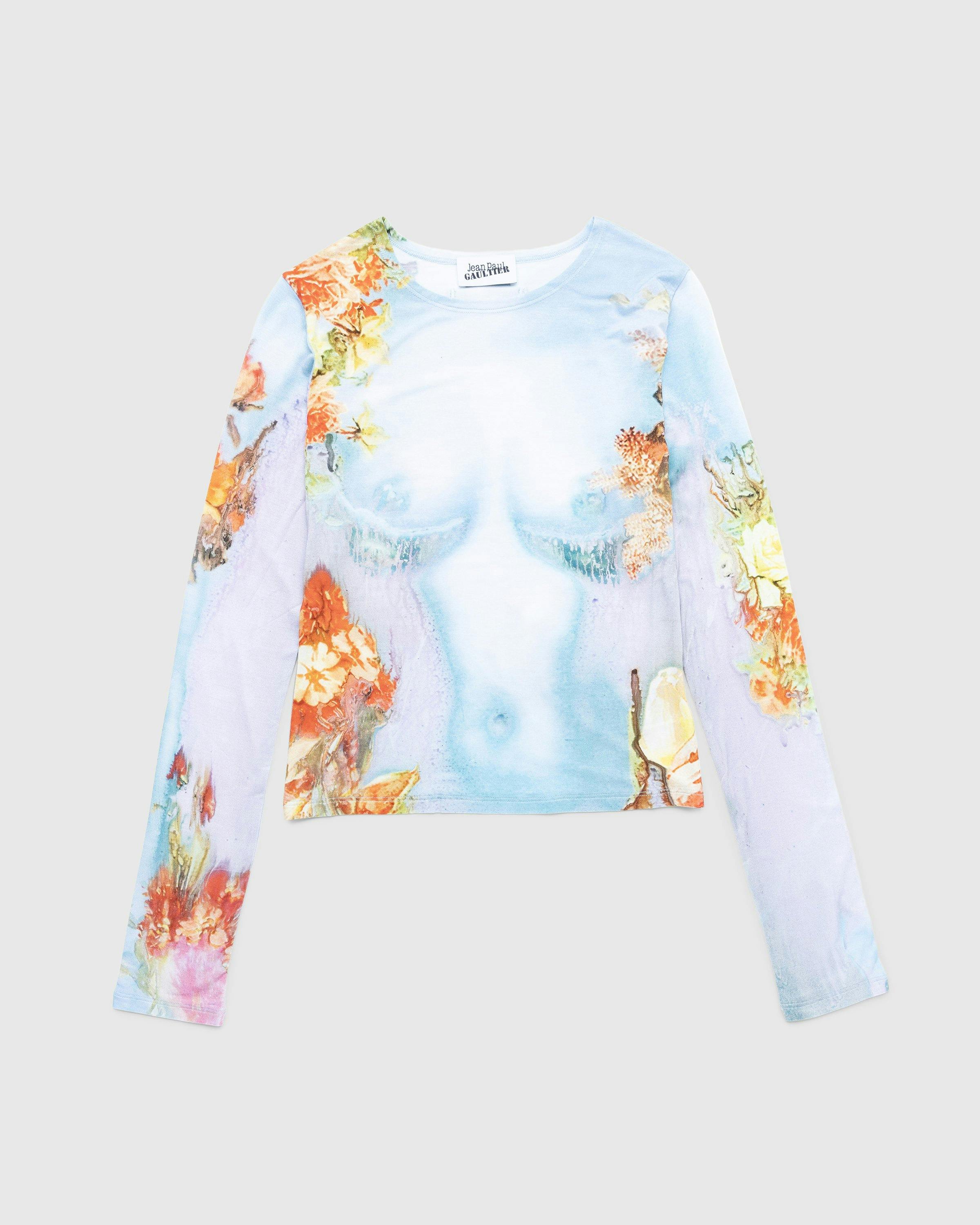 Jean Paul Gaultier - Body Flower-Print Mesh Top Blue - Clothing - Blue - Image 1