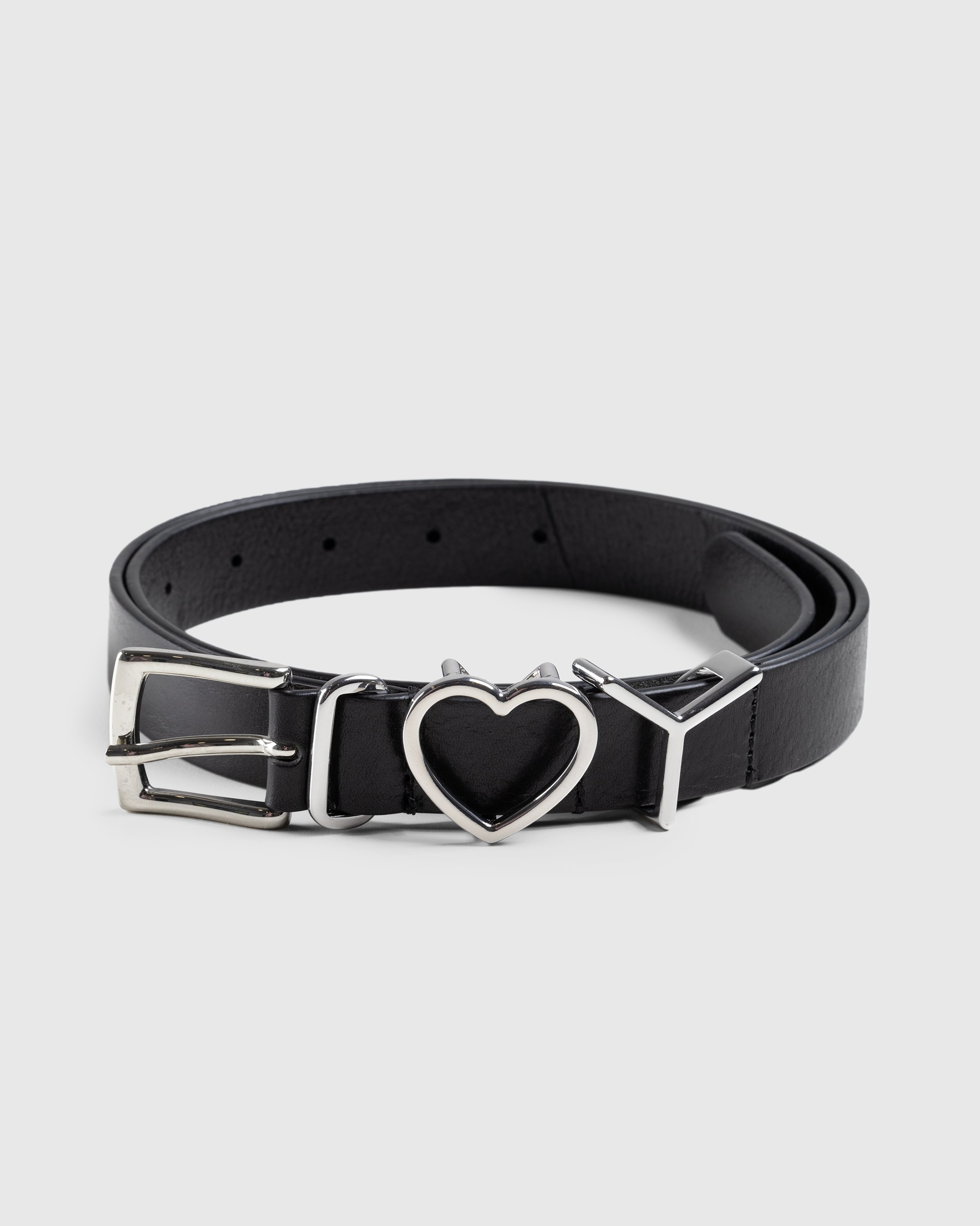 Y/Project - Y Heart Belt 25mm Black/Silver - Accessories - Black - Image 1