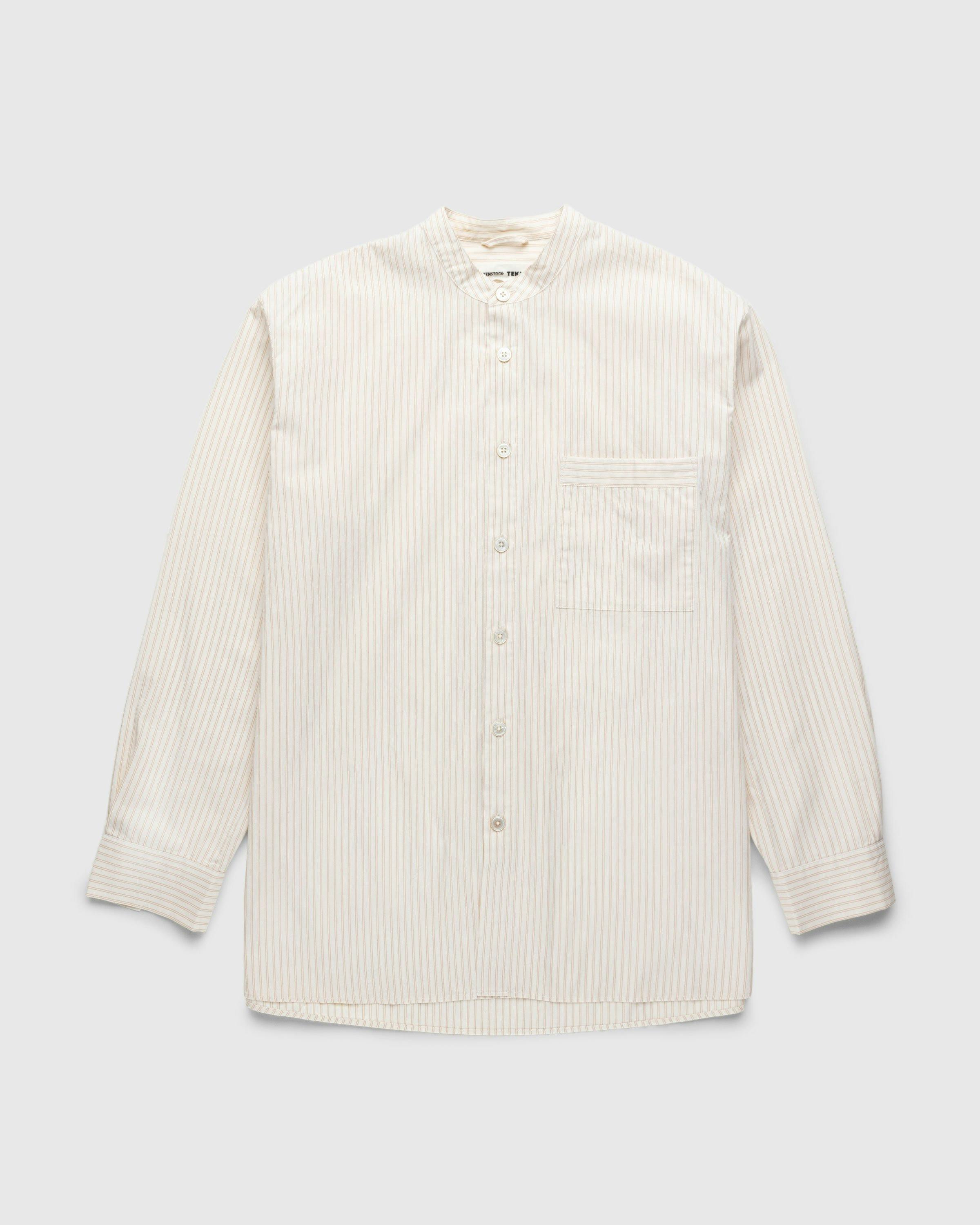 Birkenstock x Tekla - Poplin Pyjama Shirt Wheat Stripes - Clothing - Beige - Image 1