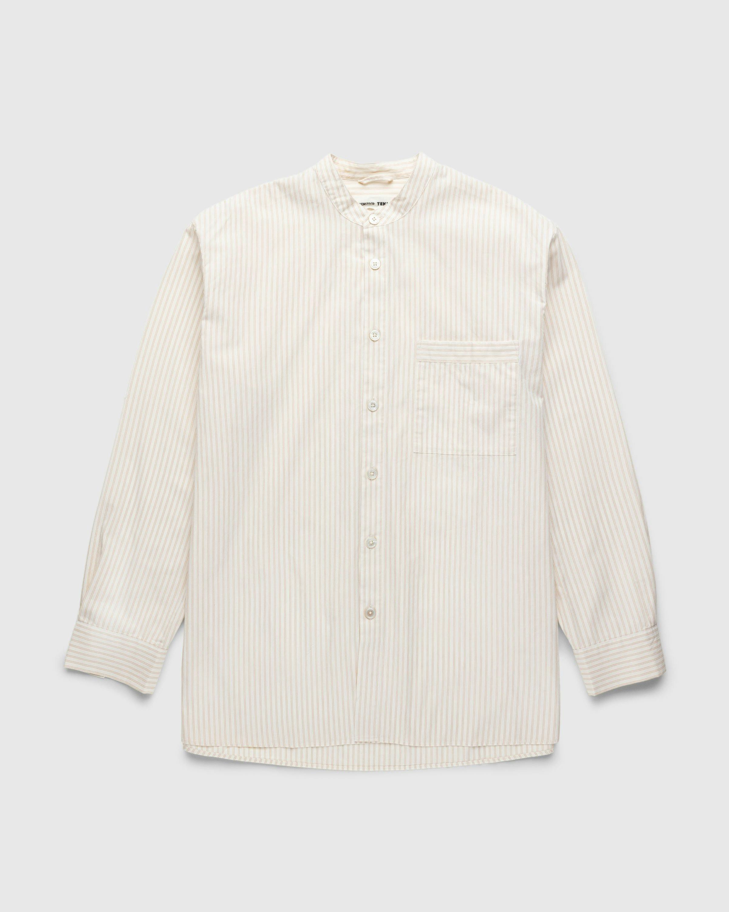 Birkenstock x Tekla - Poplin Pyjama Shirt Wheat Stripes - Clothing - Beige - Image 1