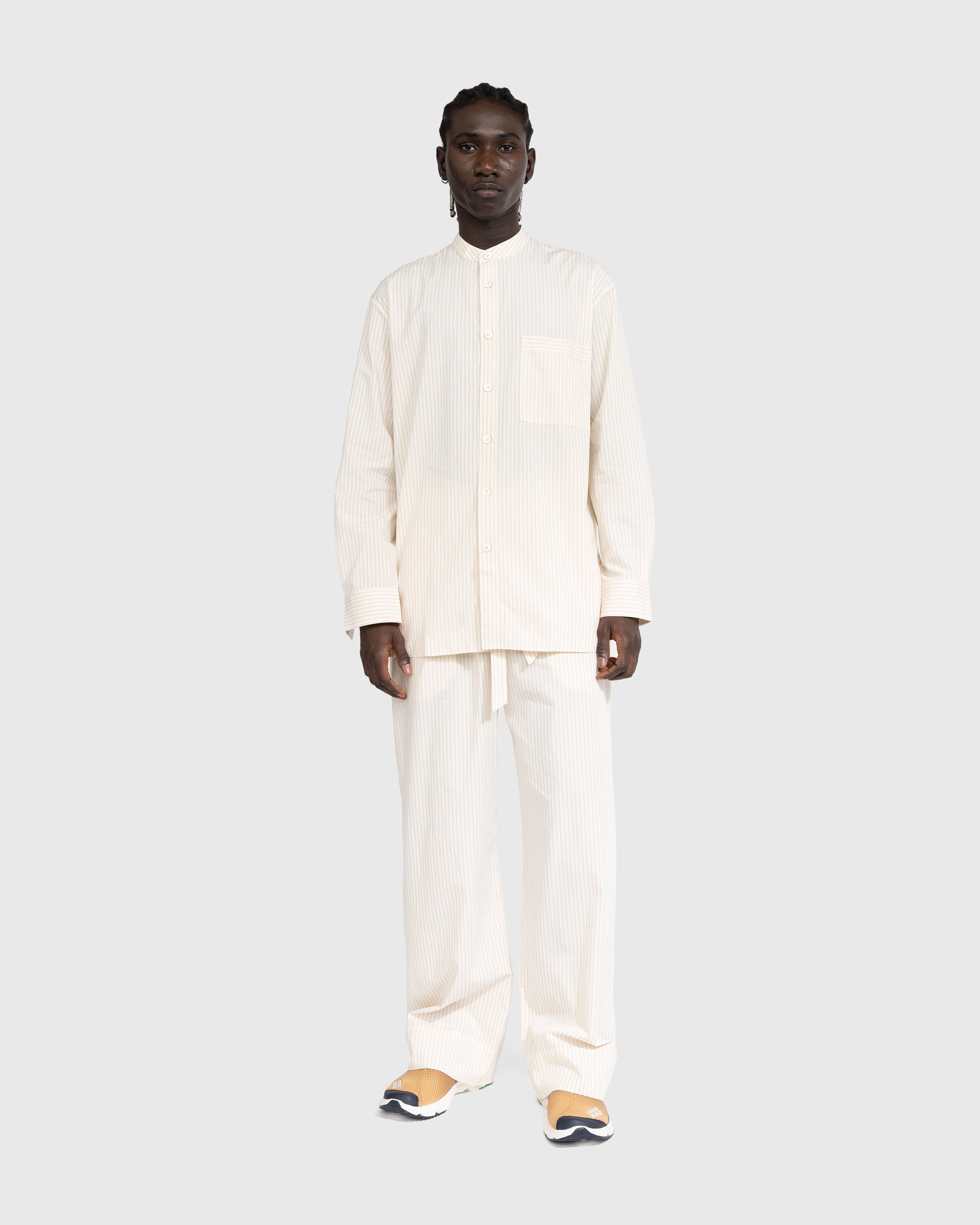 Birkenstock x Tekla - Poplin Pyjama Pants Wheat Stripes - Clothing - Beige - Image 3
