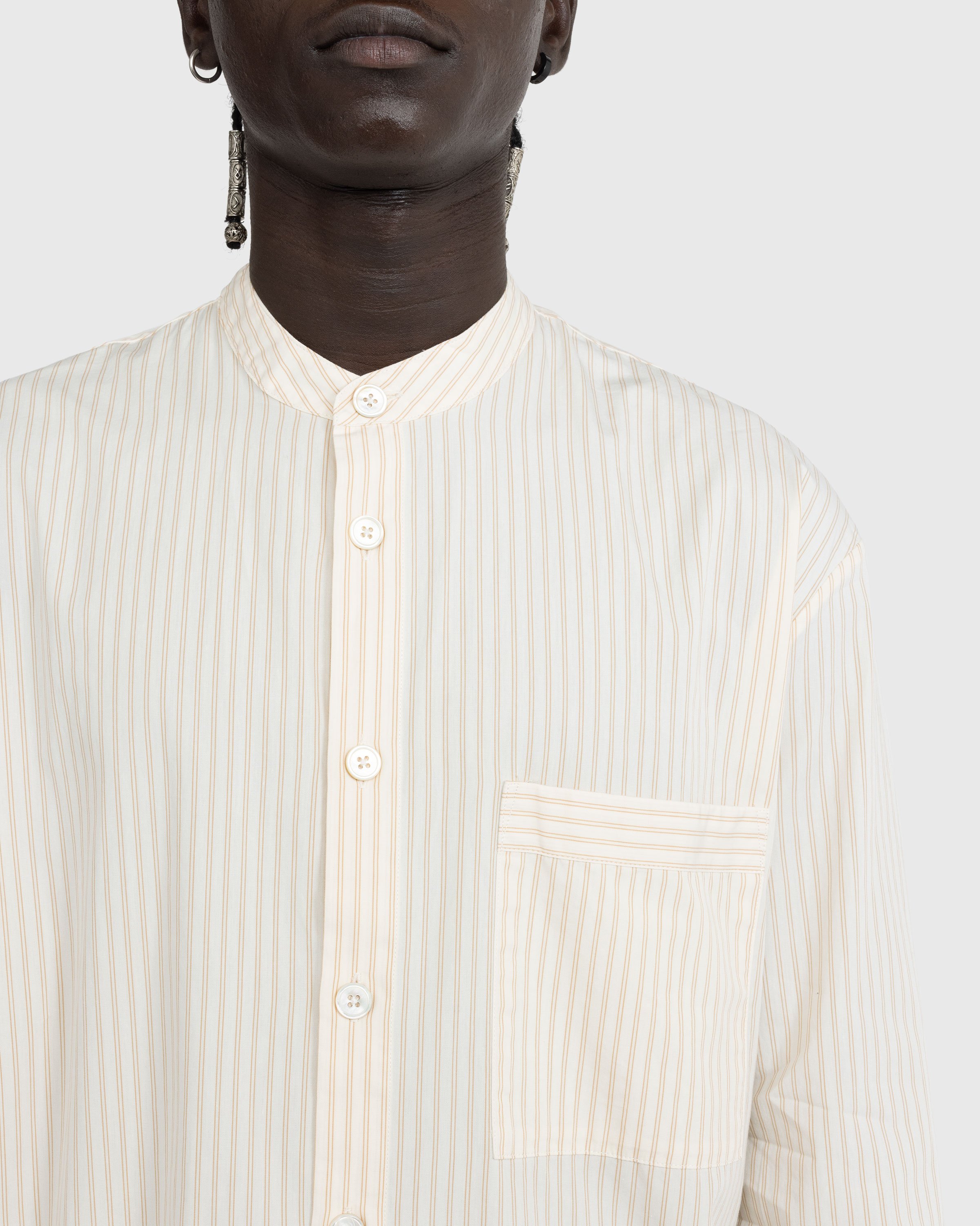 Birkenstock x Tekla - Poplin Pyjama Shirt Wheat Stripes - Clothing - Beige - Image 5